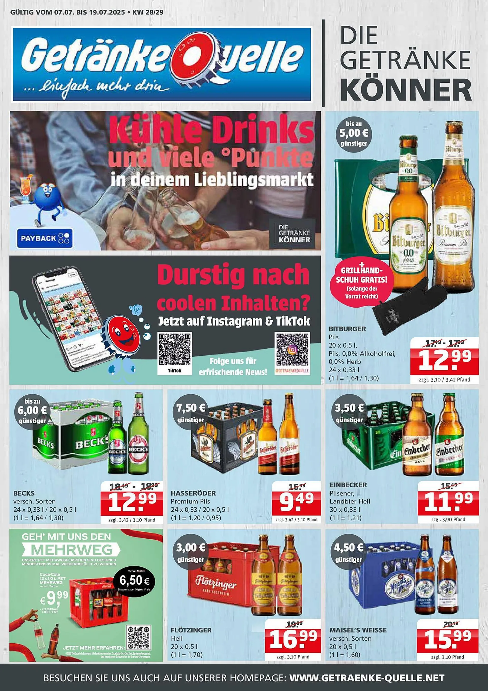 Getränke Quelle Prospekt von 6. Juli bis 19. Juli 2025 - Prospekt seite 1