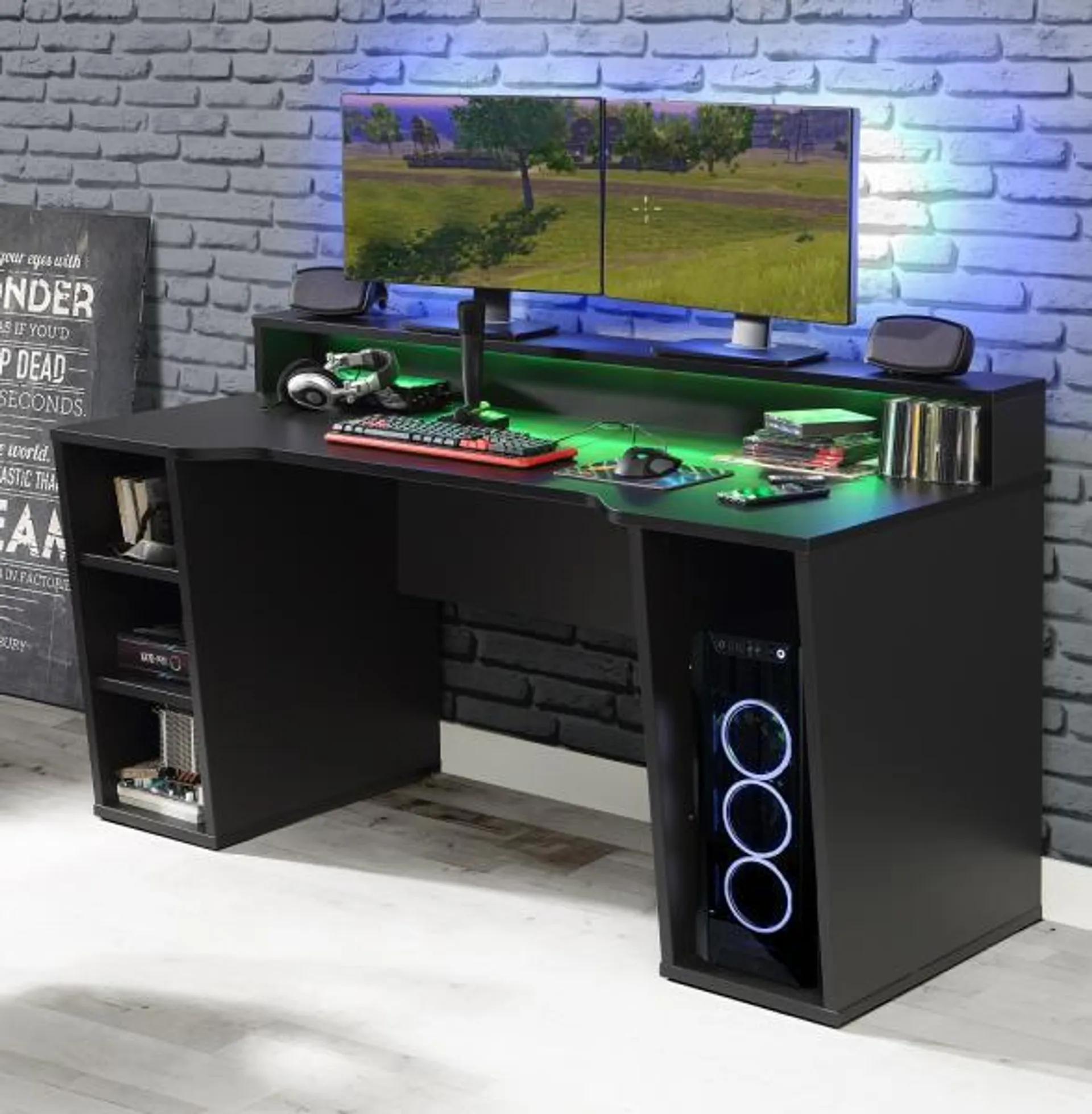 Gamer Tisch Schwarz 160 cm TEZAUR