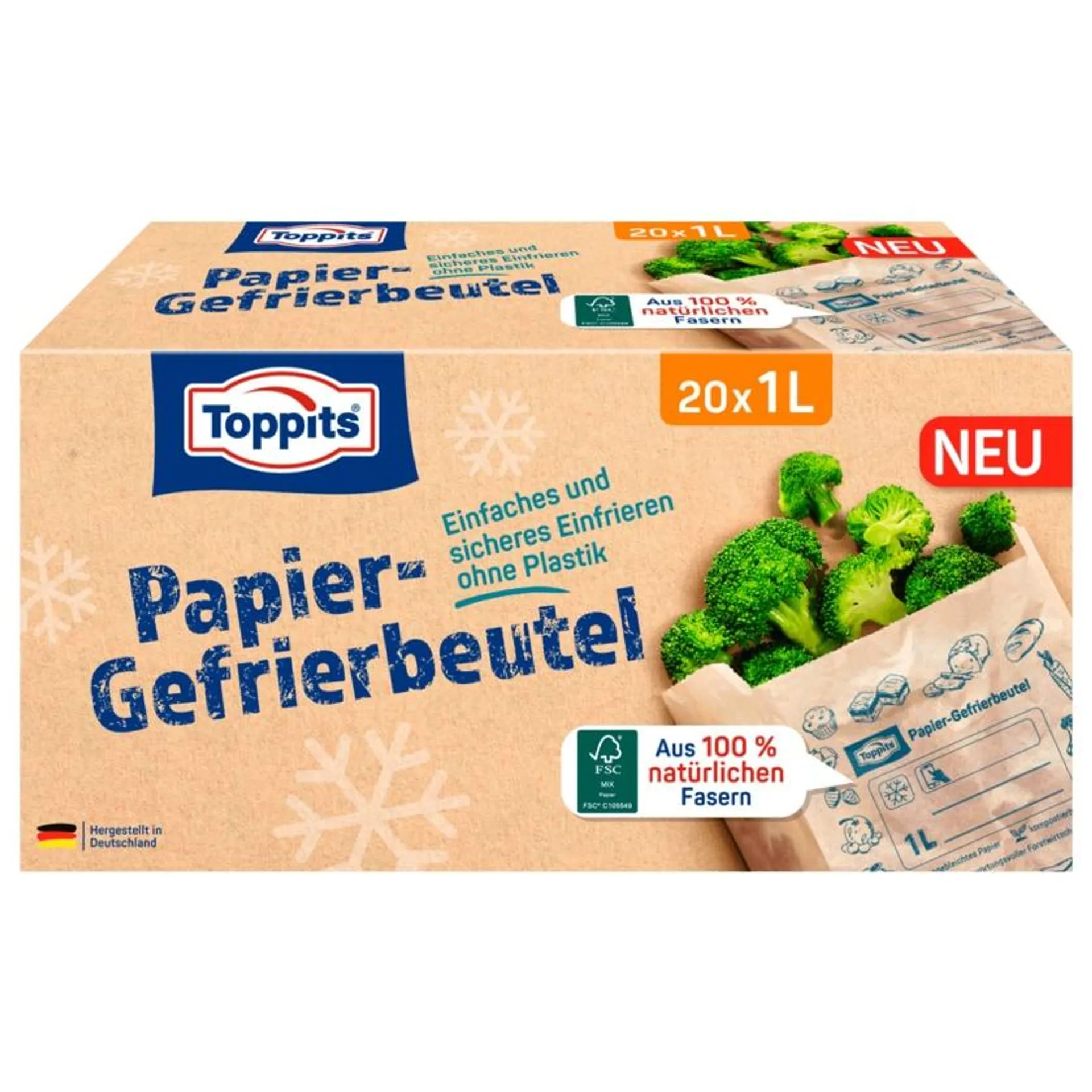 Toppits Papier-Gefrierbeutel 1l 20 Stück