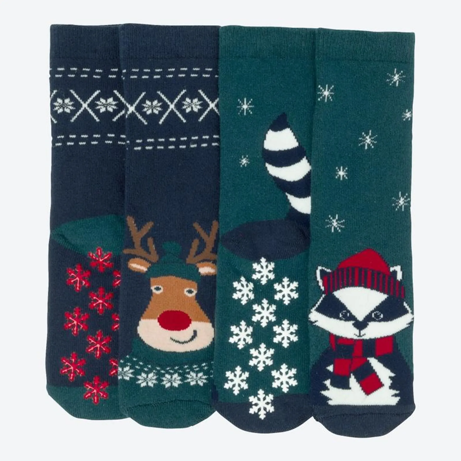 Kinder-ABS-Socken in winterlichem Design, 2er-Pack