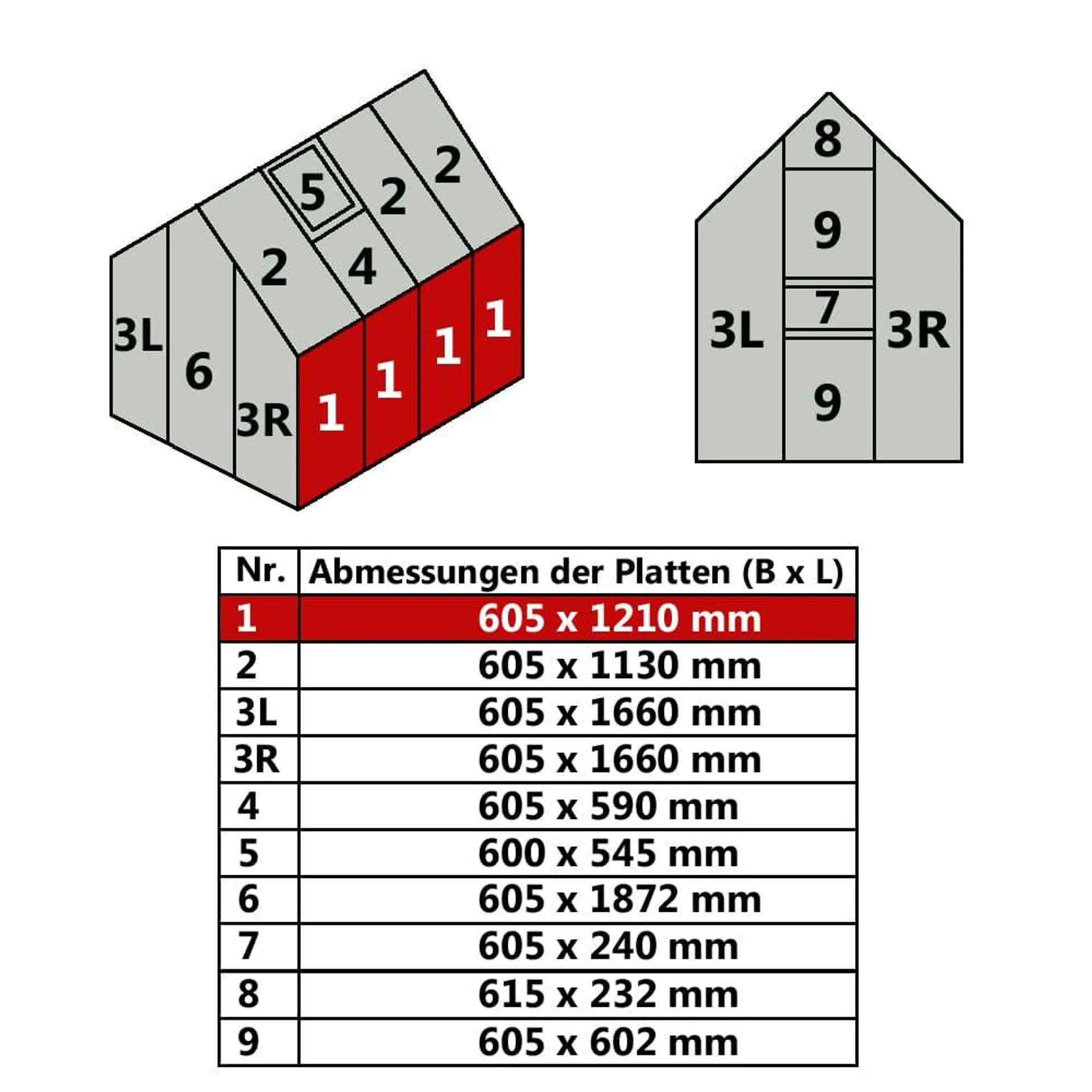 Hohlkammerstegplatte #1 60,5 x 121 cm