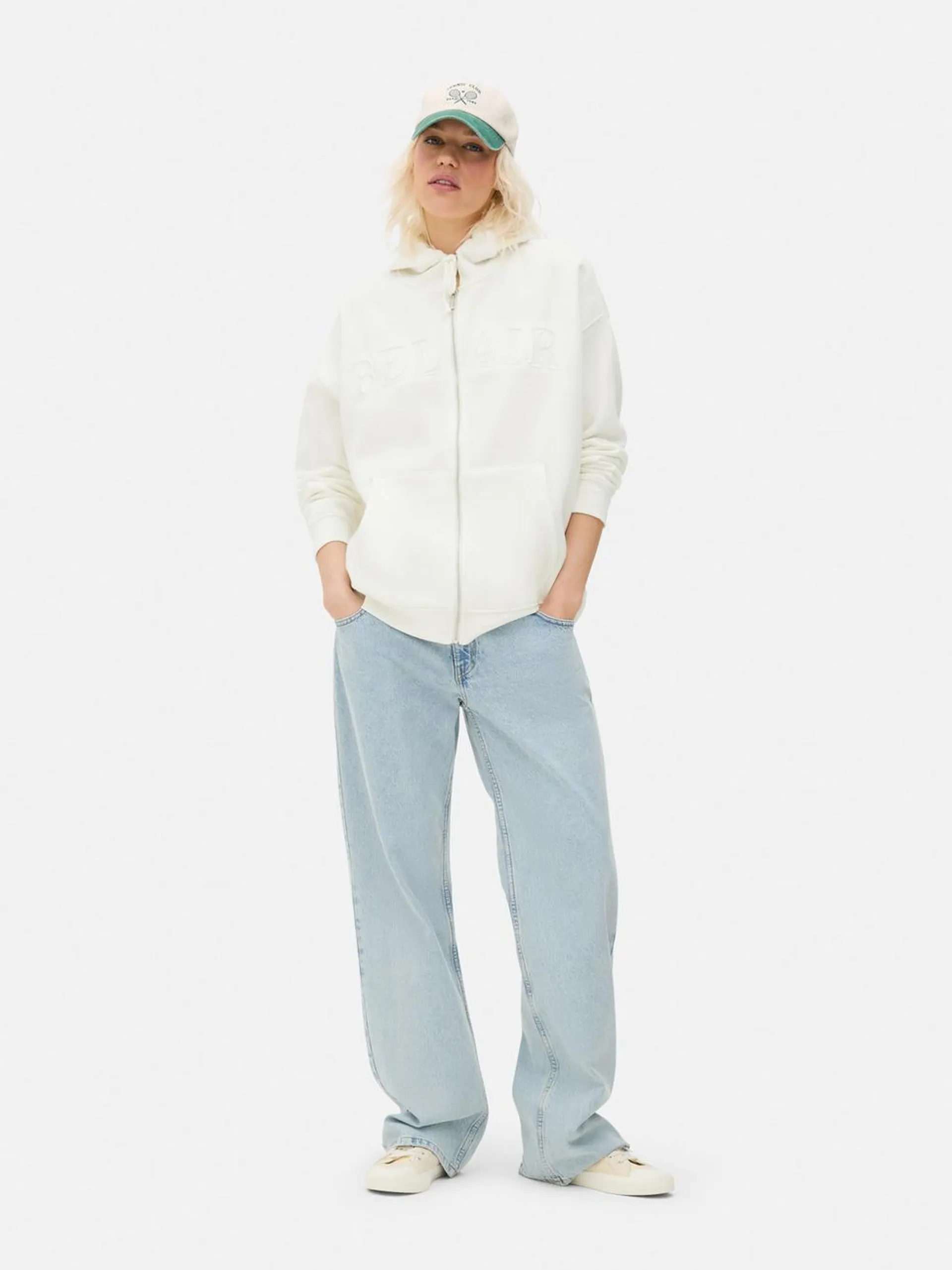 Oversize-Kapuzenpullover mit Reißverschluss