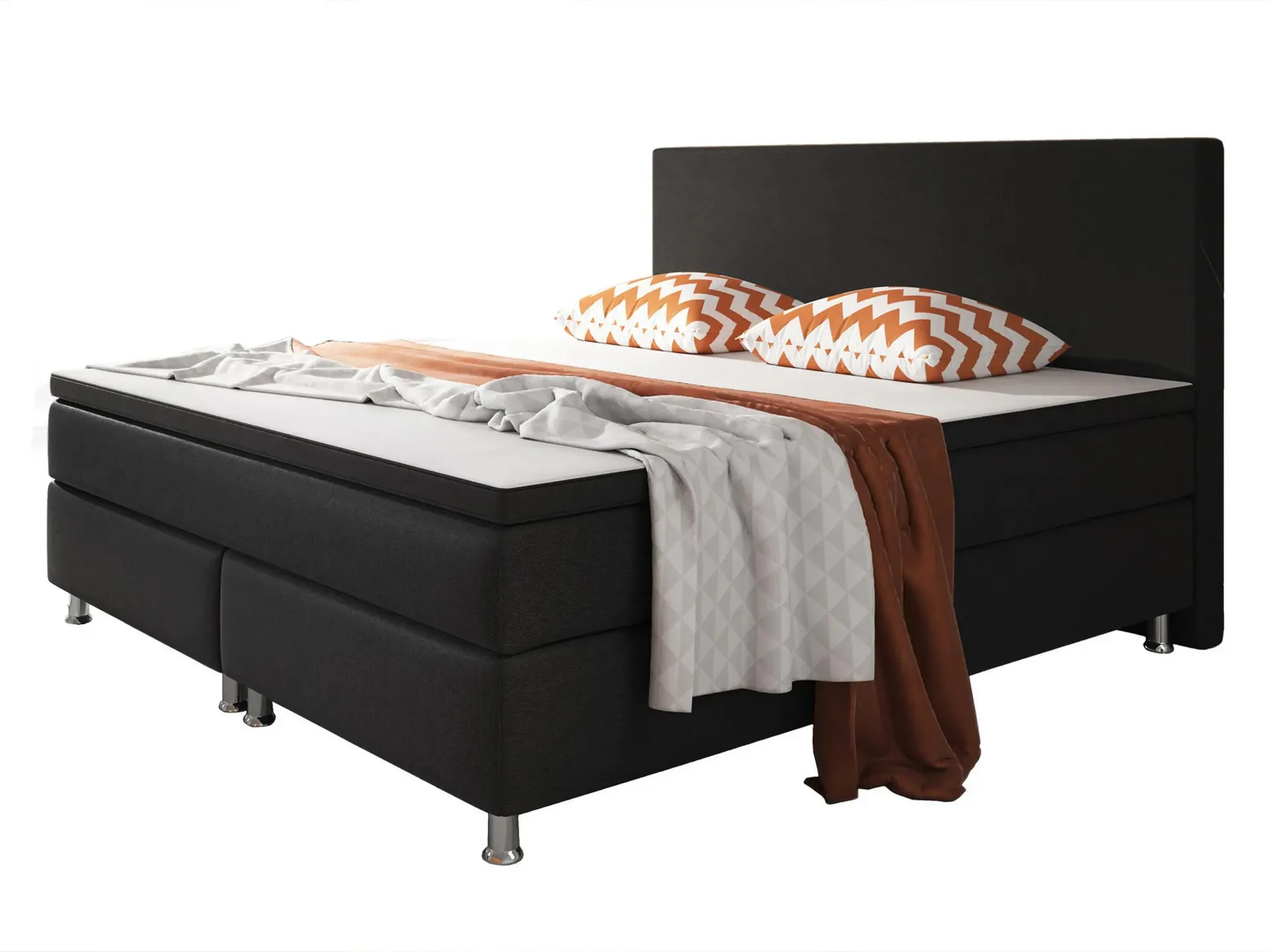 Boxspringbett - schwarz - mit Topper - H3 - 180x200 cm