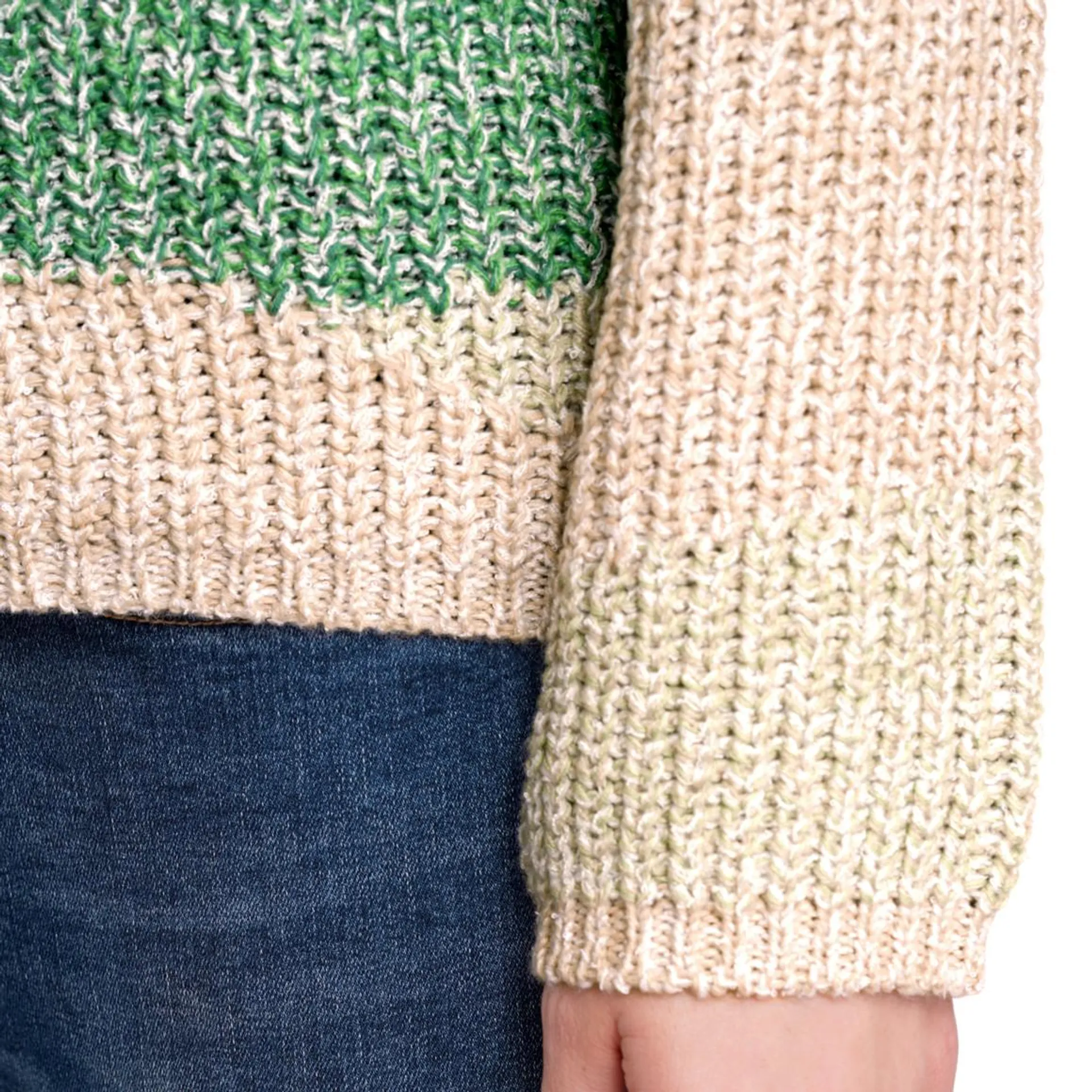 Damen Strickpullover mit Farbteiler