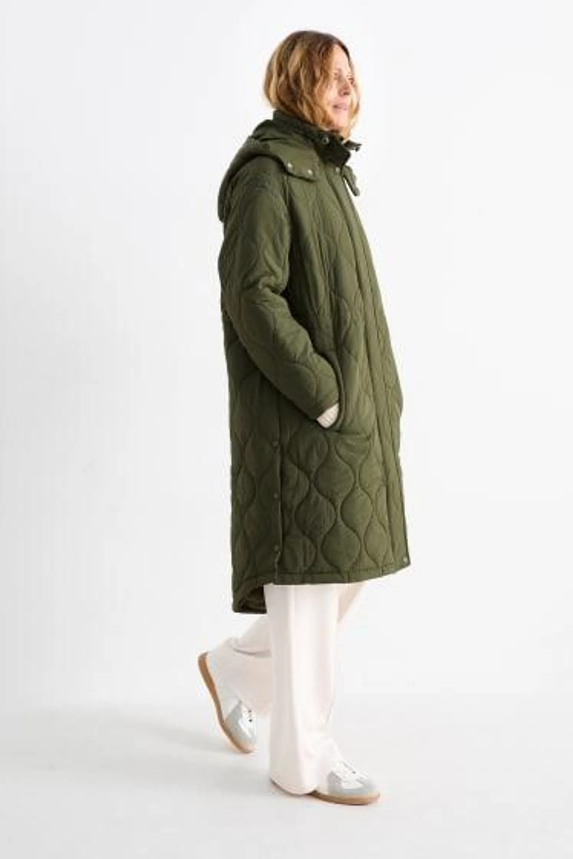 Quilted coat with hood