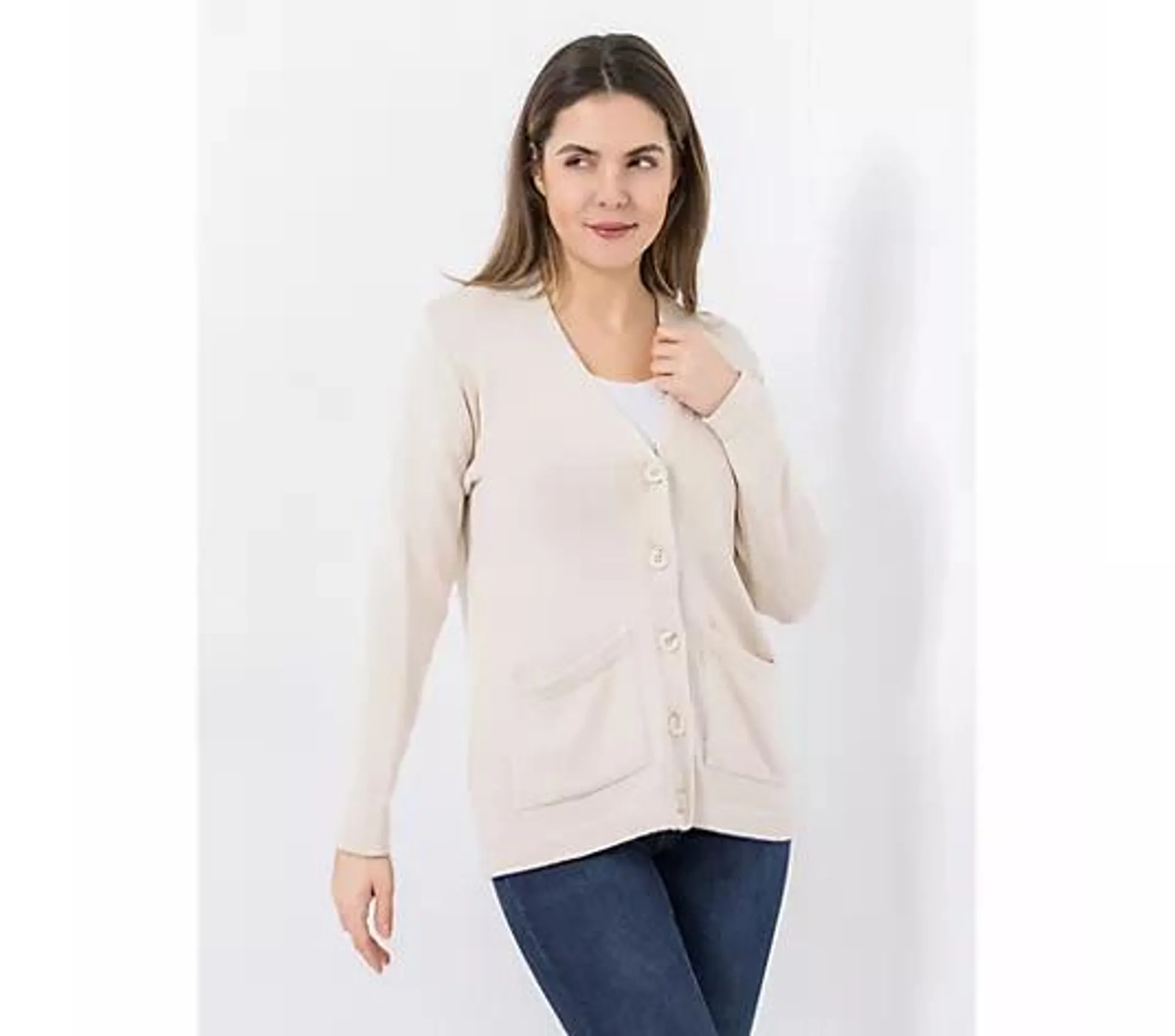 DINE 'N' DANCE Cardigan, 1/1-Arm Knopfleiste aufgesetzte Taschen figurumspielend