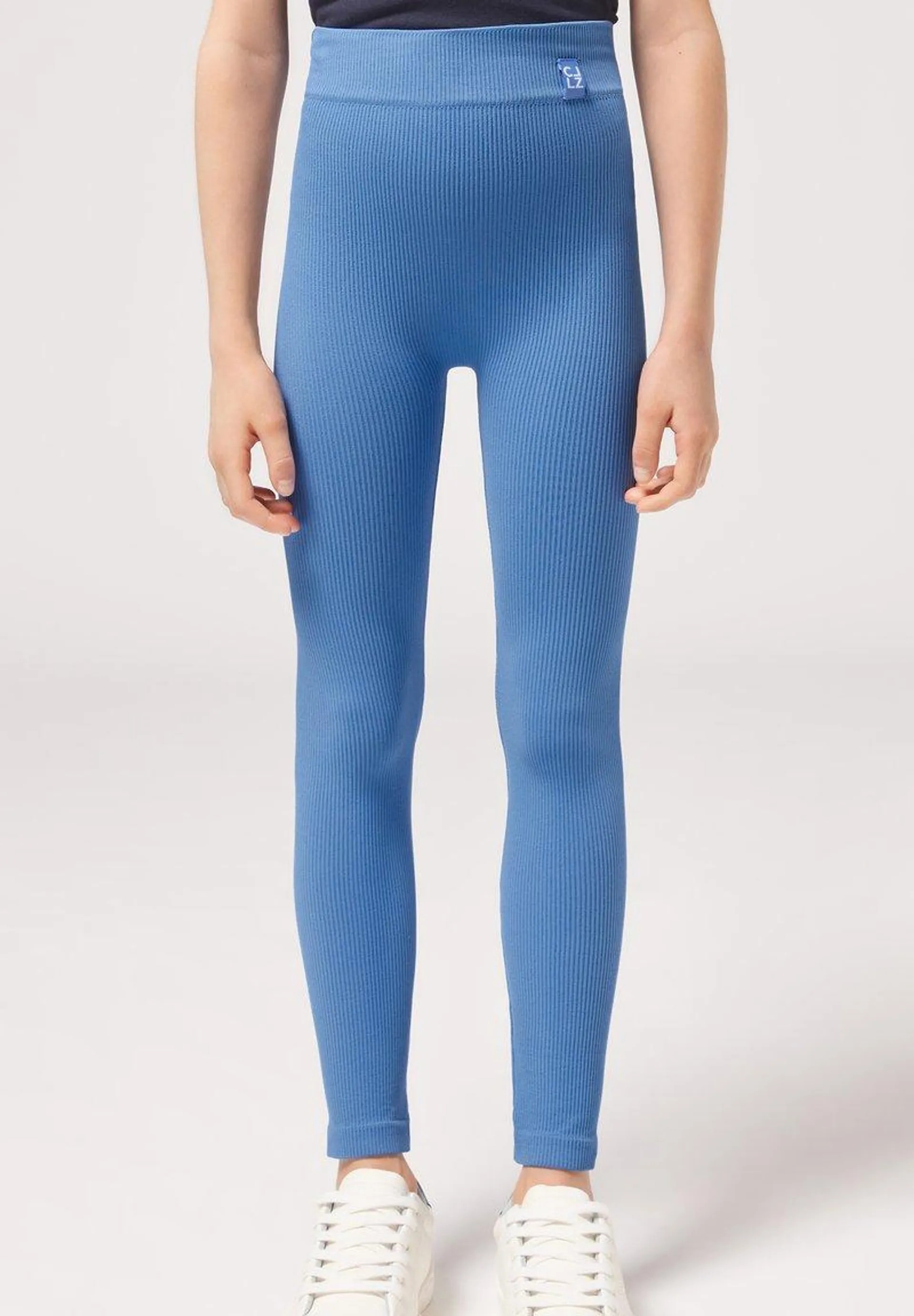 RIBBED - Leggings - Trousers - blau light blue