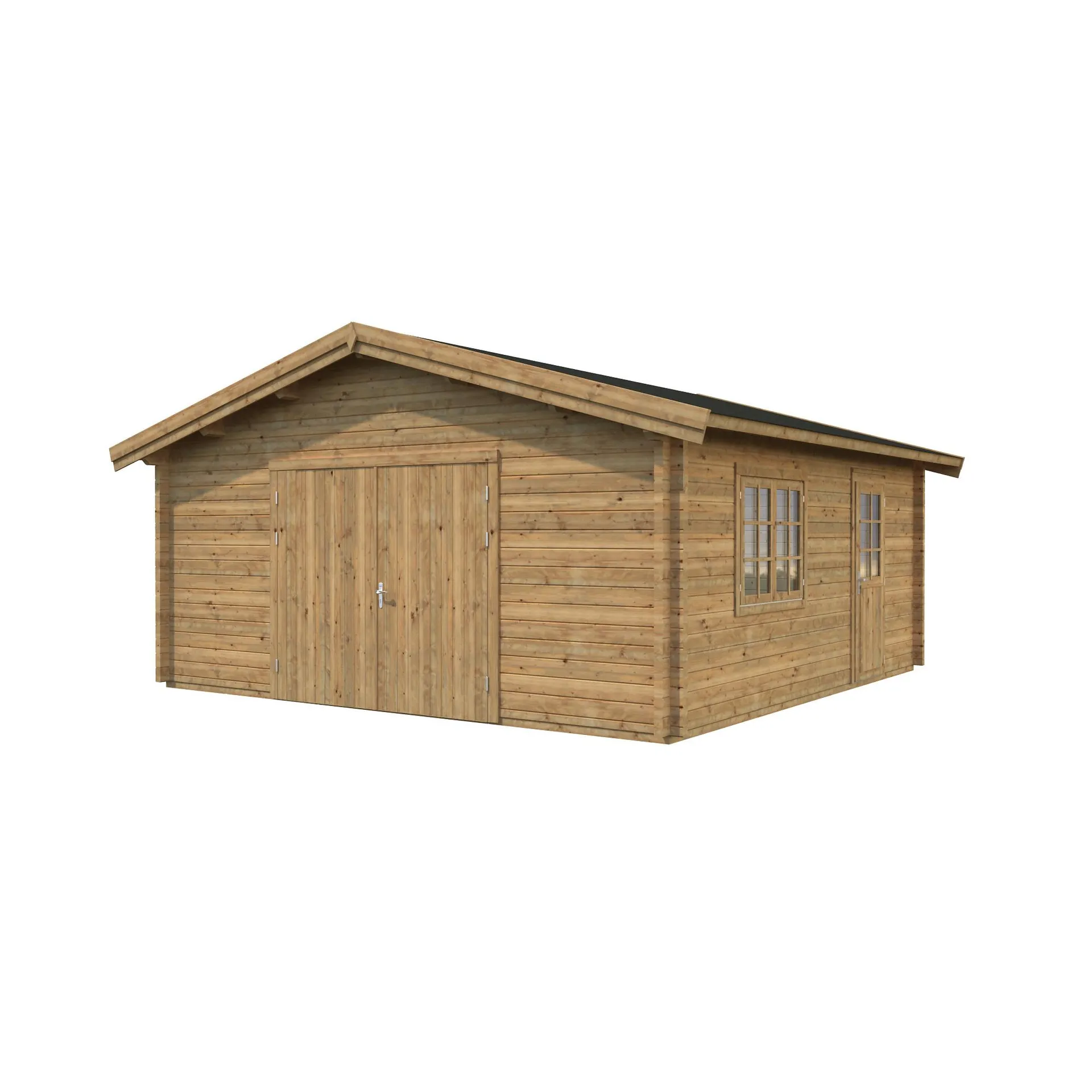 Blockbohlen-Garage, BxT: 540 x 540 cm (Außenmaße), Holz