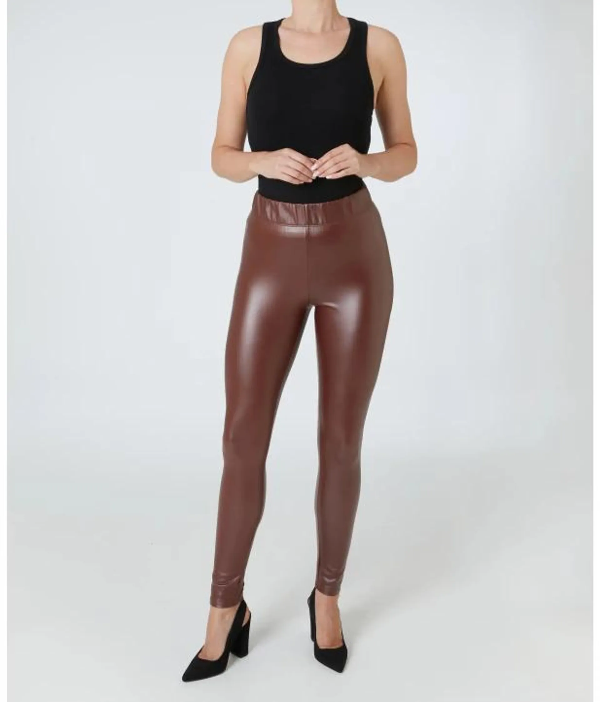 Braune Kunstleder-Leggings