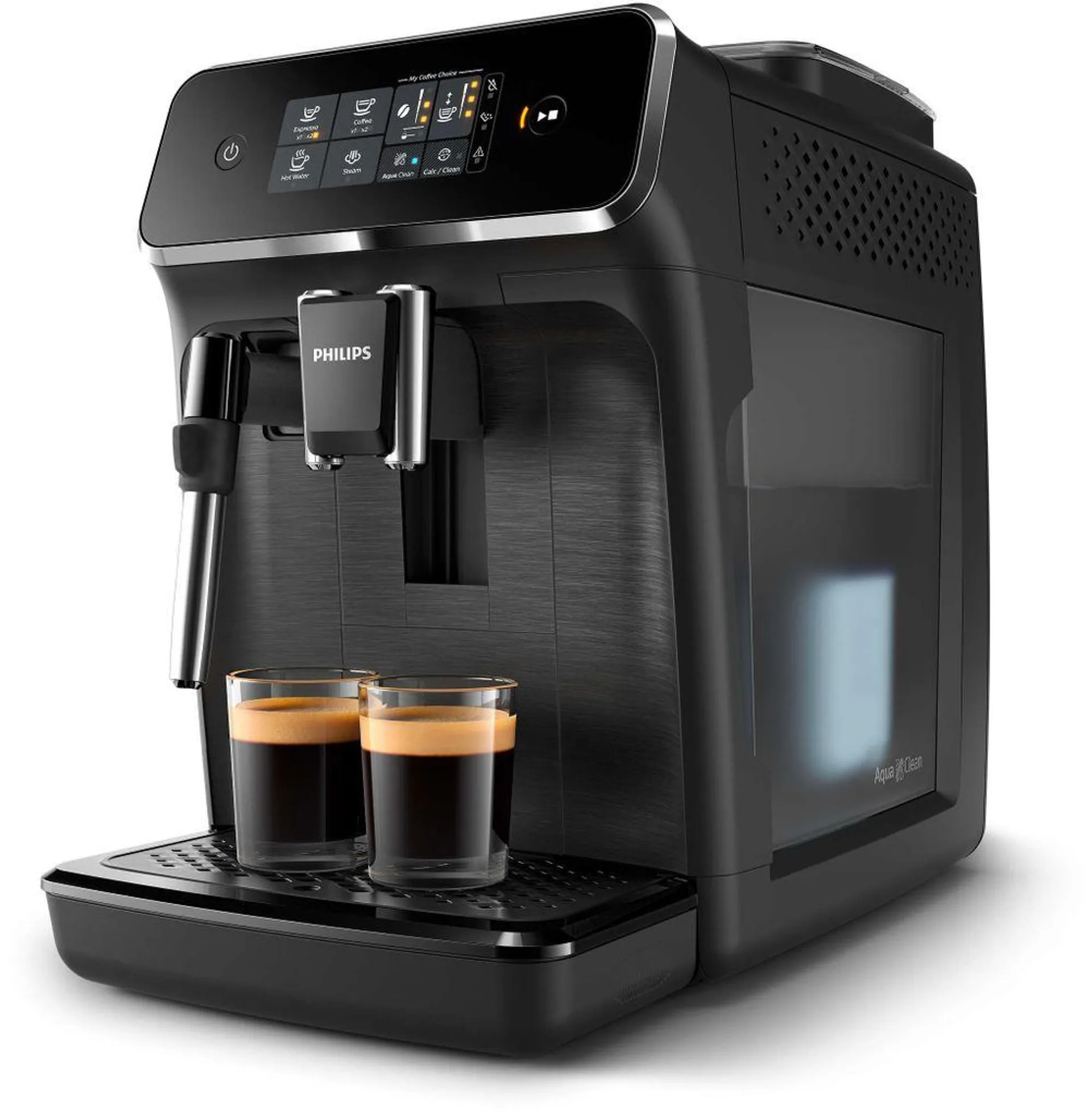 Philips Kaffeevollautomat 2200 Series, 2 Kaffeespezialitäten, Milchaufschäumer, Intuitives Touchdisplay, Schwarz (EP2220/10)