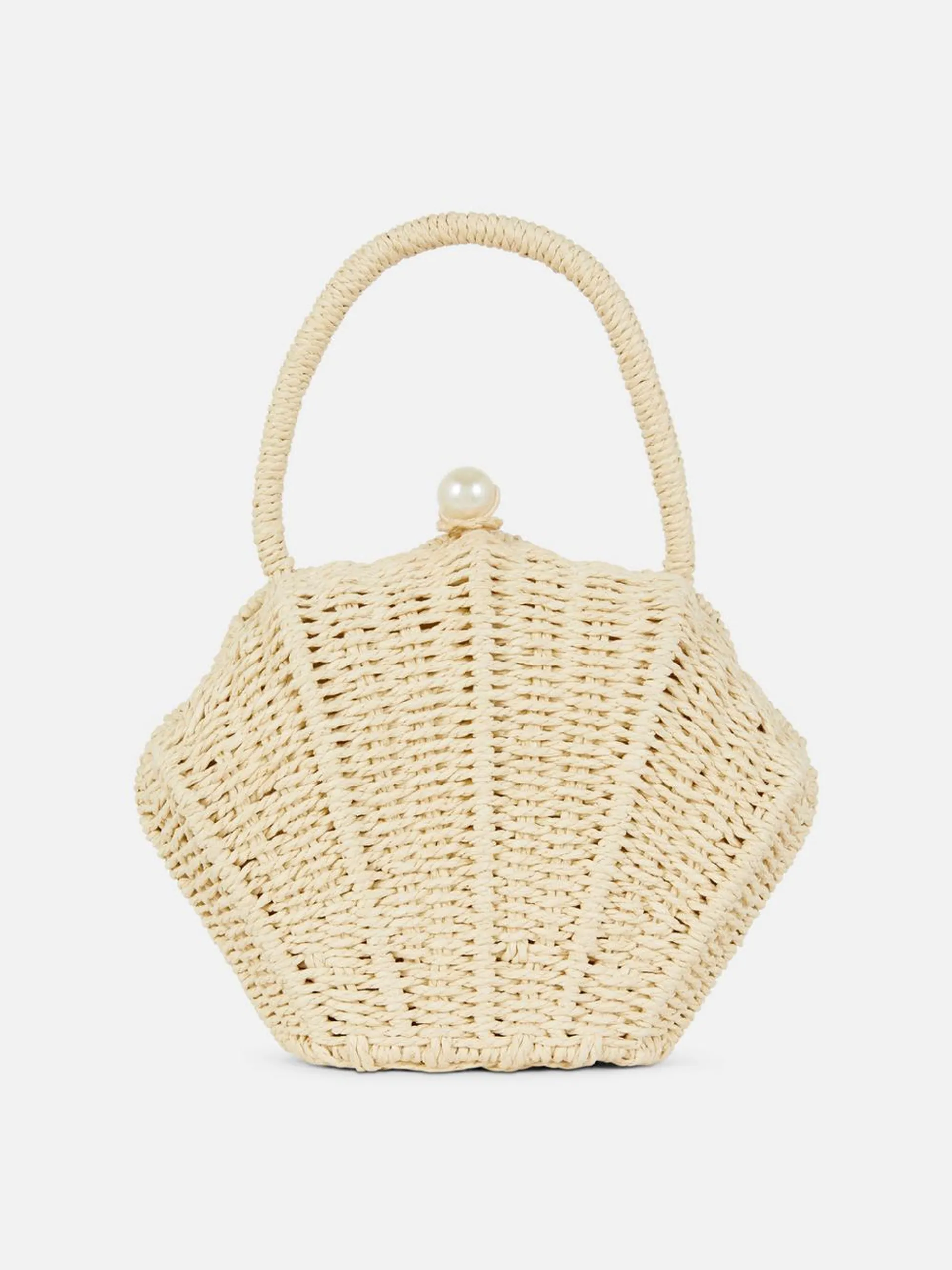„Paula Echevarría“ Muschelförmige Clutch aus Stroh