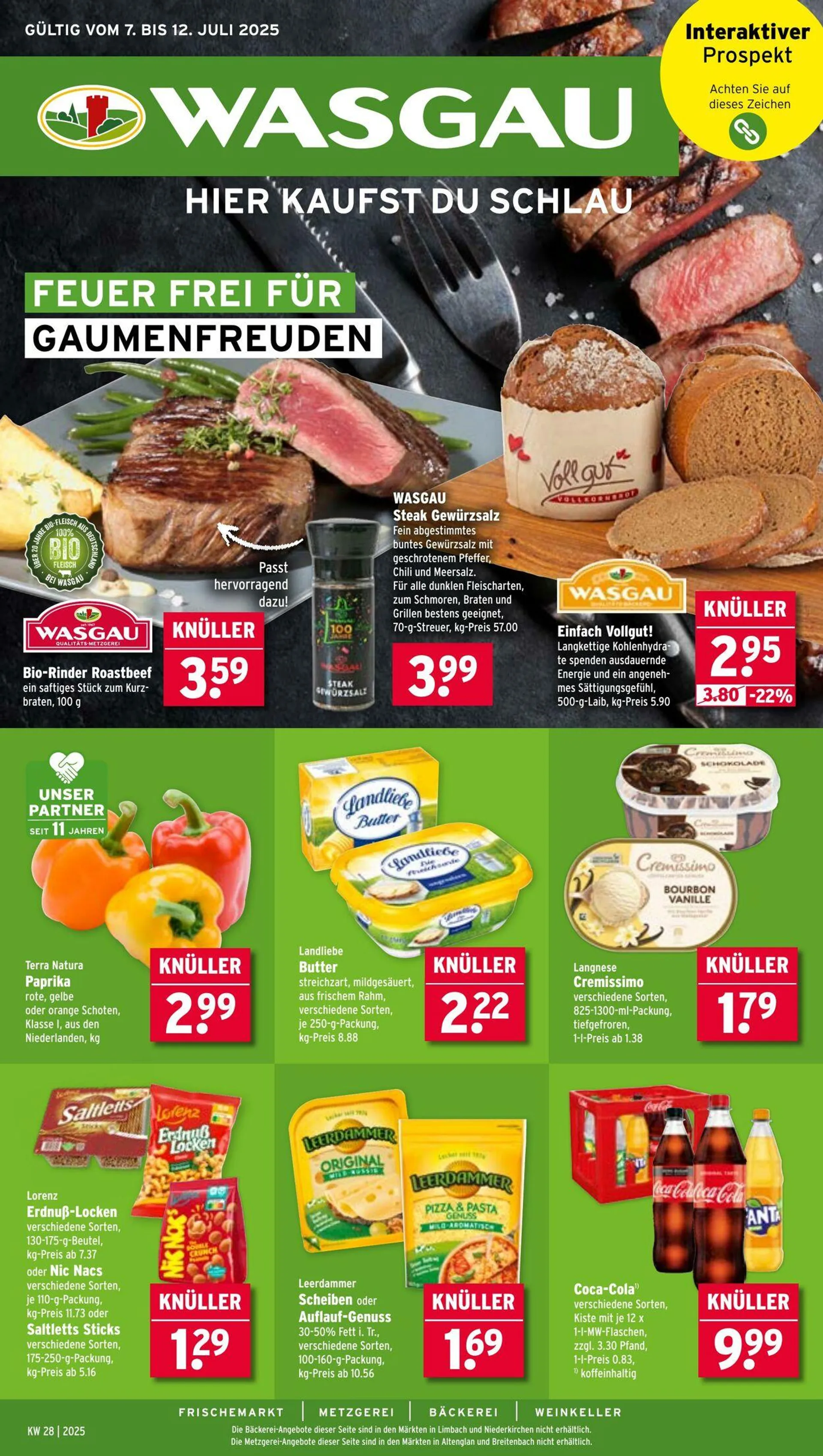 Wasgau von 7. Juli bis 12. Juli 2025 - Prospekt seite 1