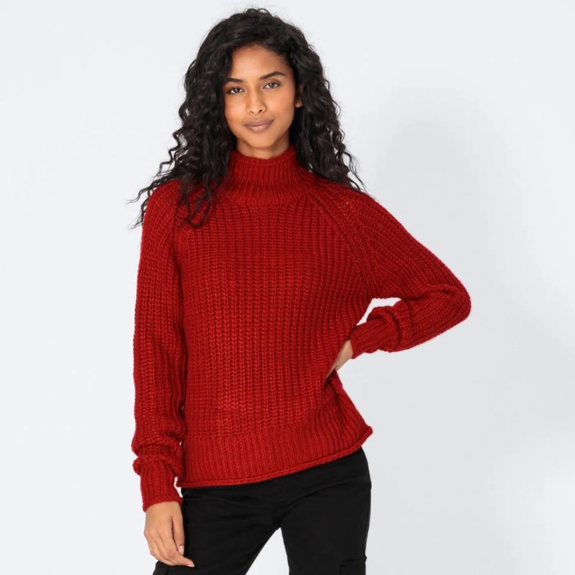 Damen-Strickpullover mit Stehbund