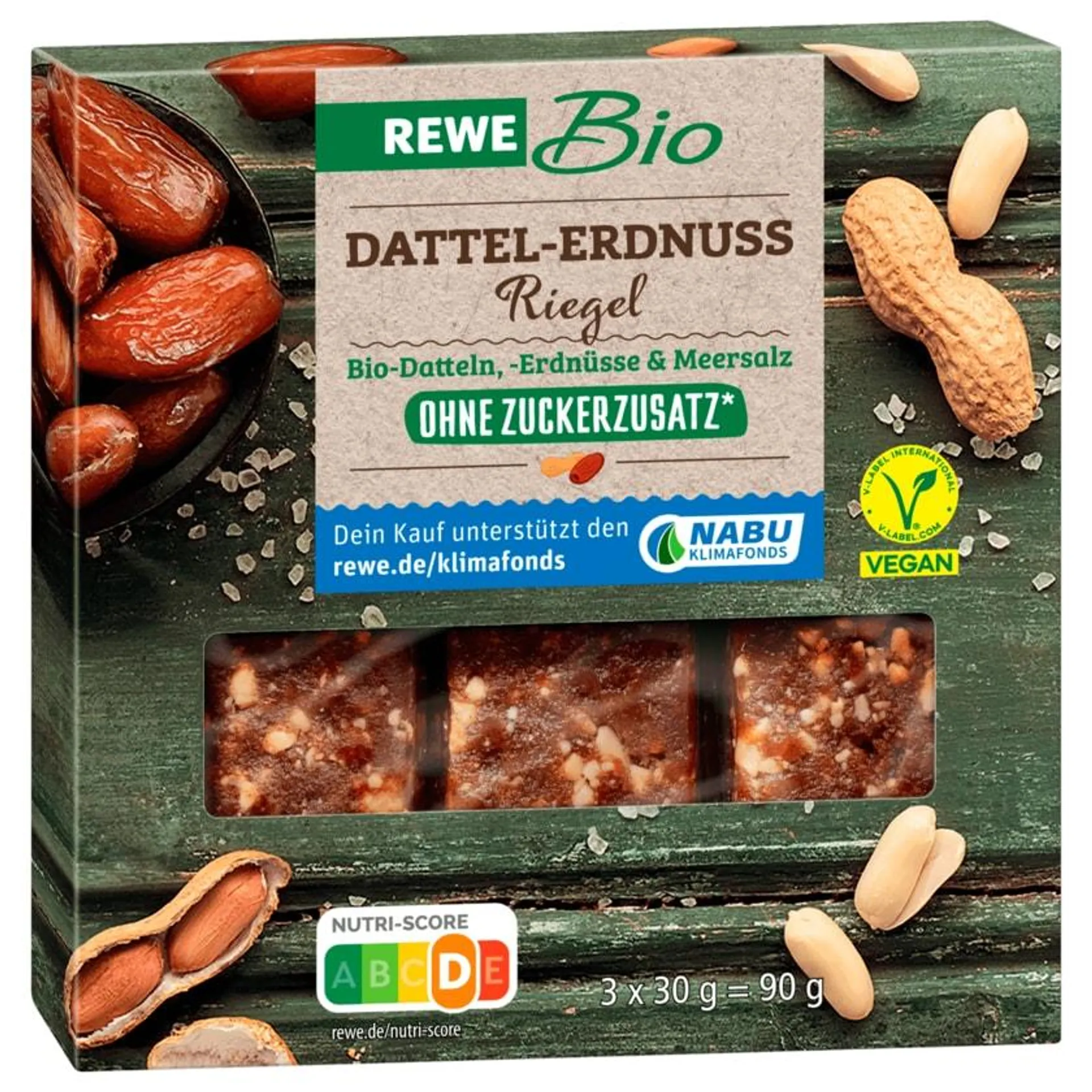 REWE Bio Dattel-Erdnuss Riegel 3x30g