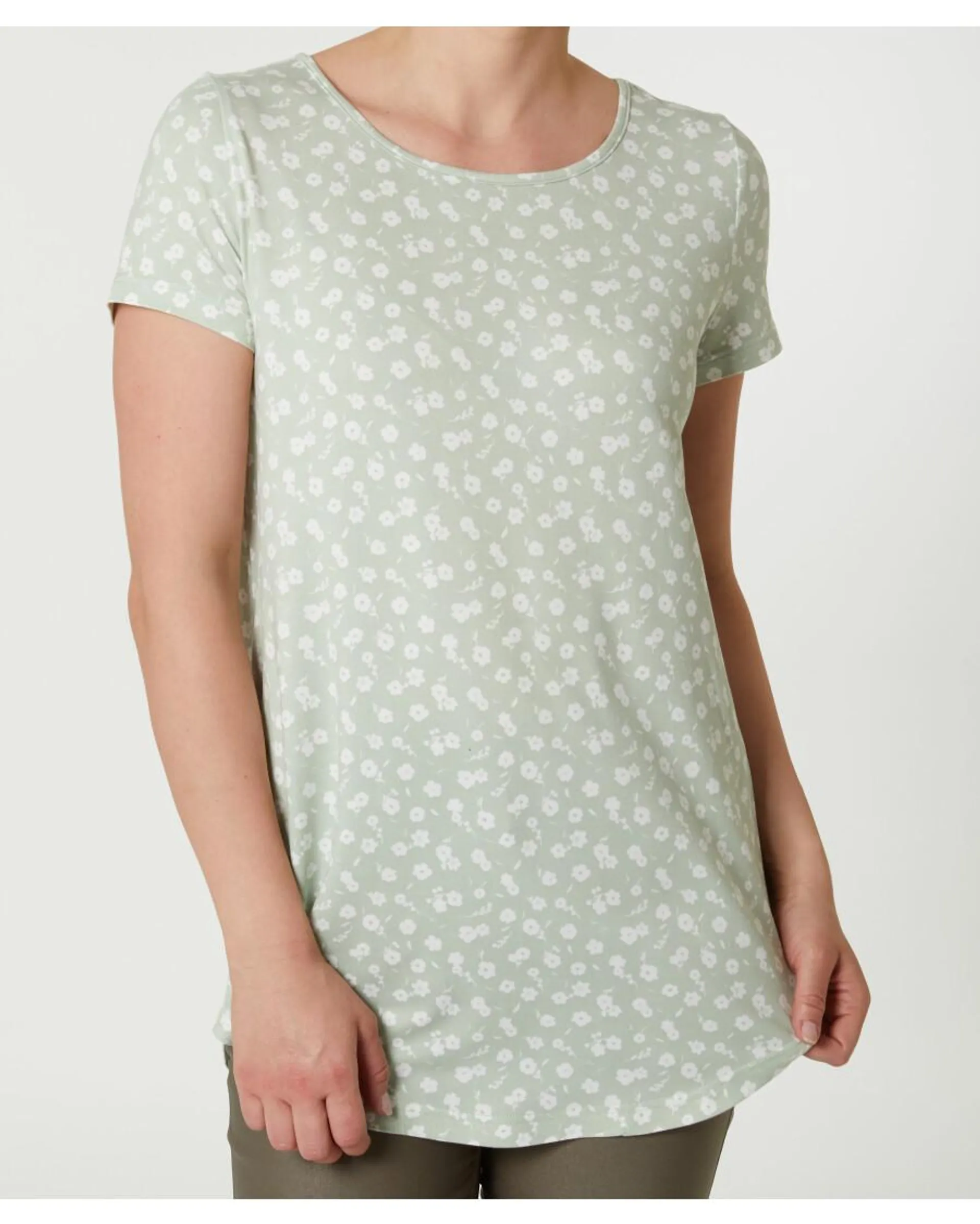 Longshirt mit Blumen Janina, Rundhalsausschnitt