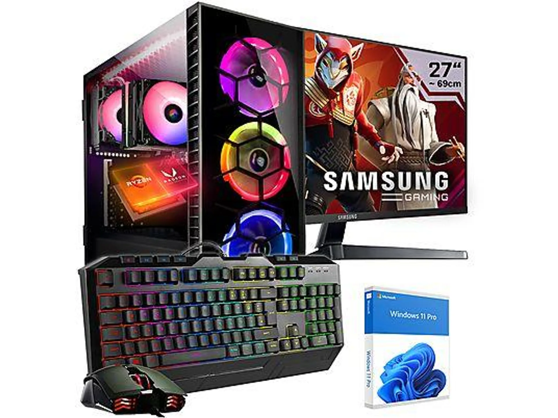 KRAFTPC Komplett-Set 5600G, Gaming PC mit AMD Ryzen™ 5 5600G Prozessor, 32 GB RAM, 1000 GB SSD, AMD Radeon™ RX Vega, Windows 11 Pro (64 Bit)