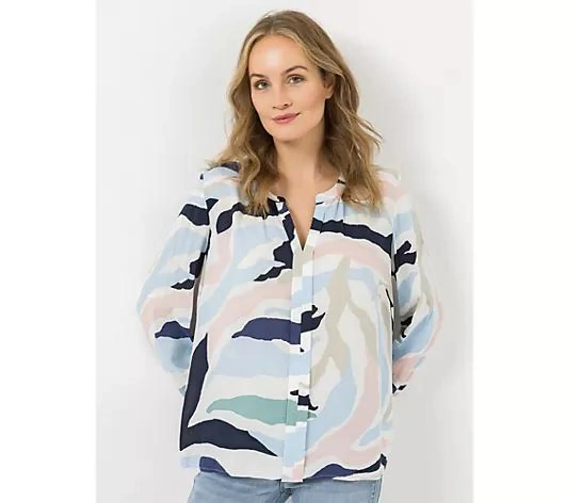 DINE 'N' DANCE Bluse, 1/1 Arm Zierfalte Allover-Druck leger weit