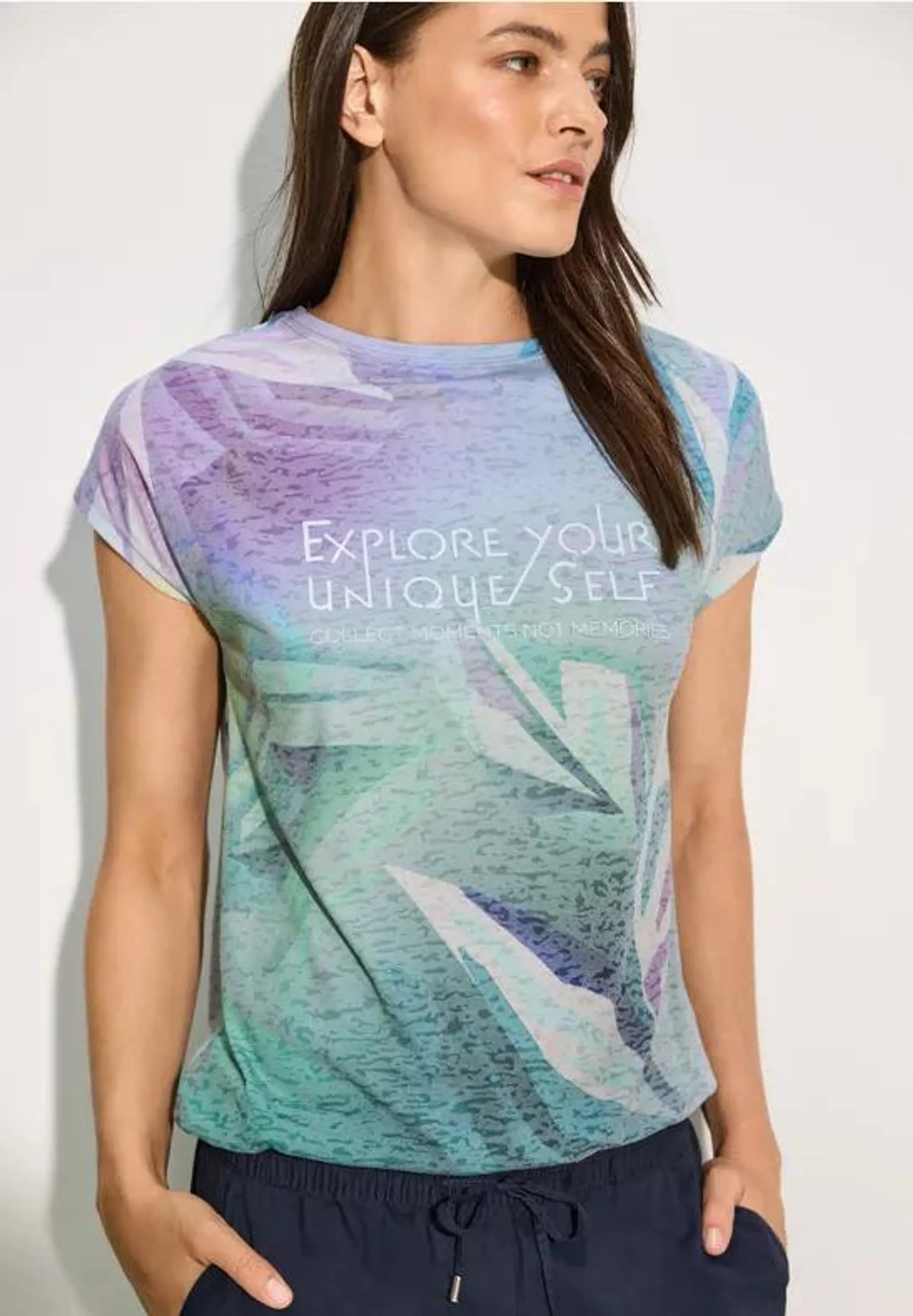 Burn-Out T-Shirt mit Print