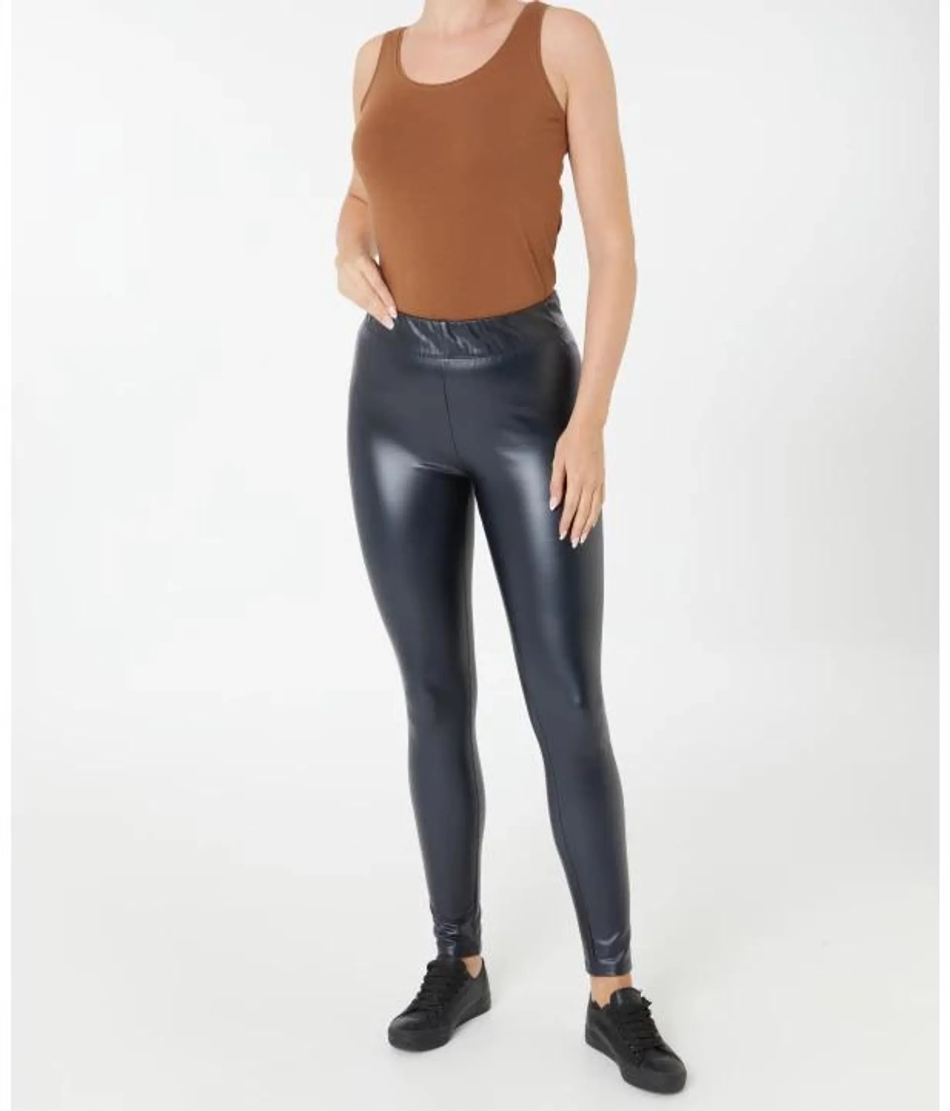 Dunkelblaue Kunstleder-Leggings