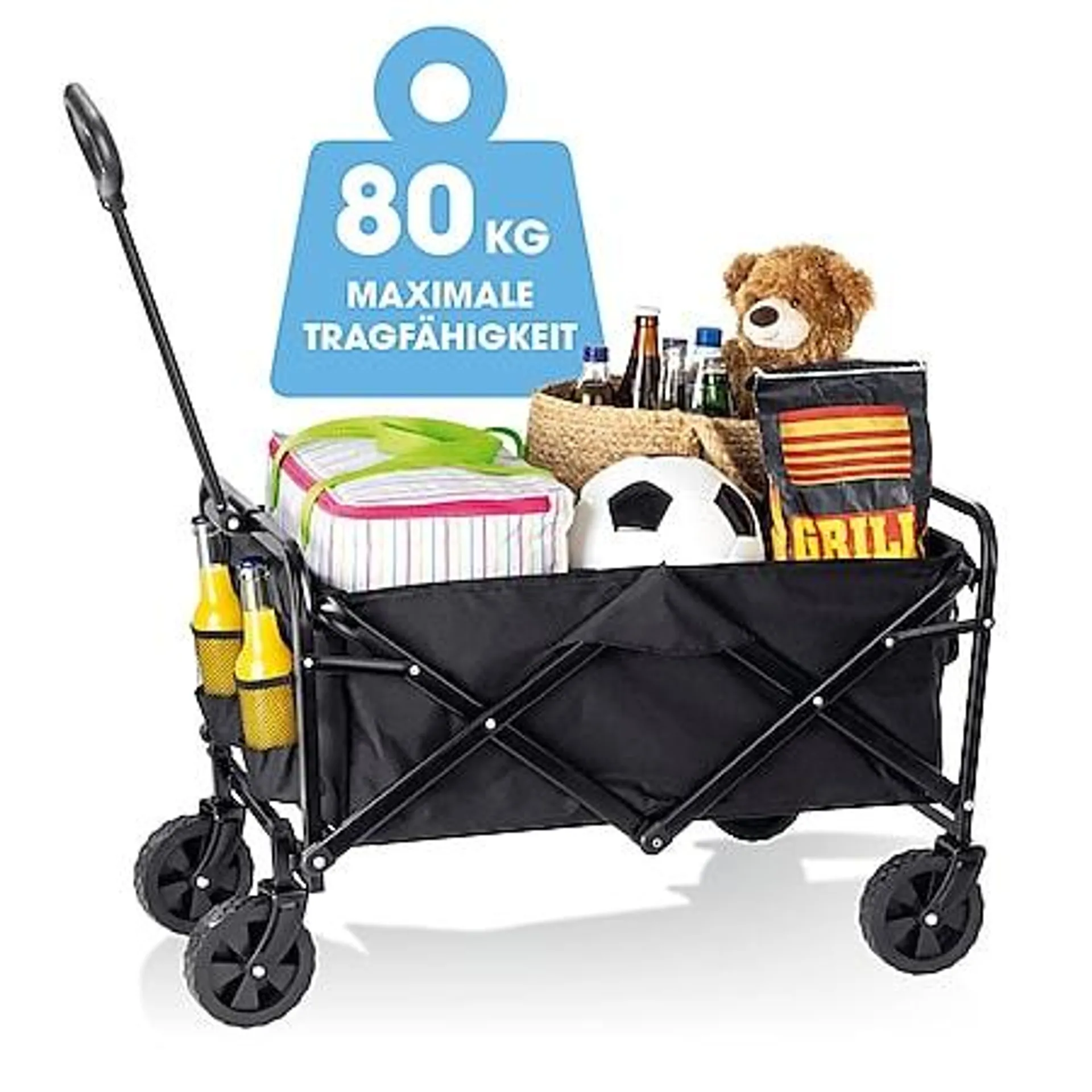 EASYmaxx Bollerwagen faltbar schwarz