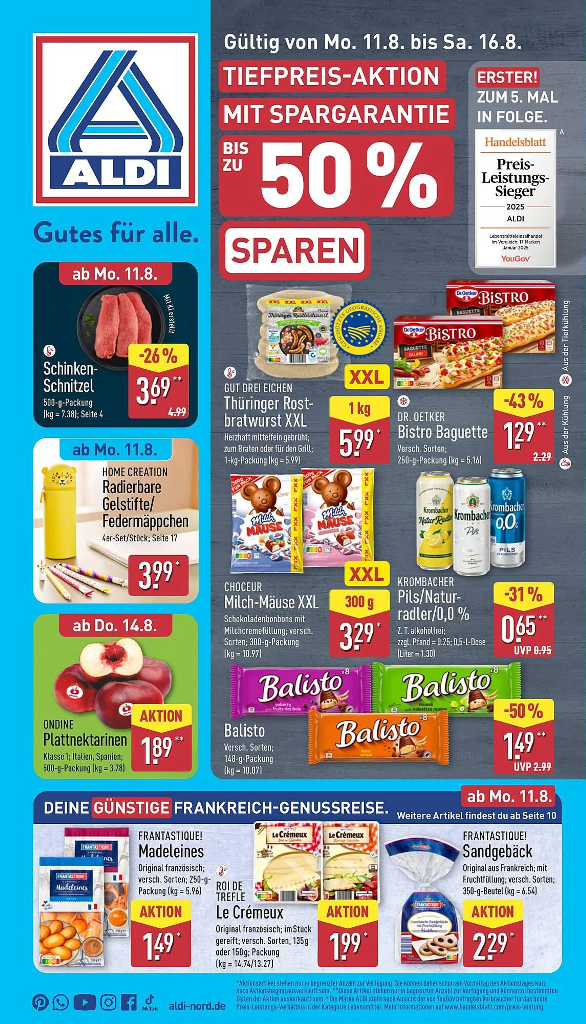 Aldi Nord Prospekt von 11. August bis 16. August 2025 - Prospekt seite 1