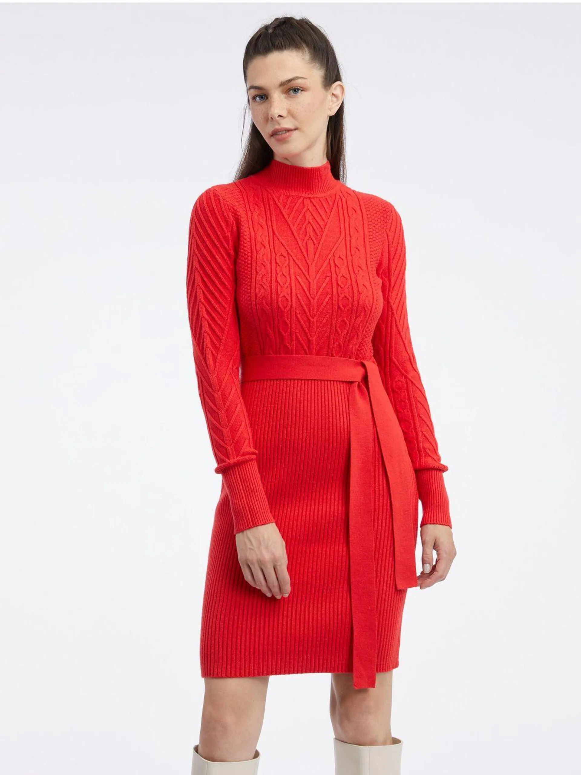 Rotes Damen-Pullover-Kleid ORSAY