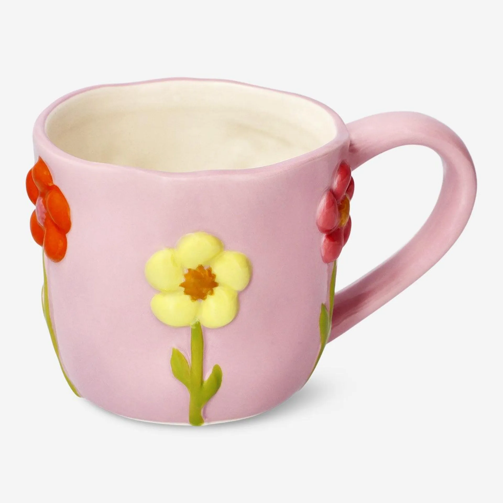 Mug with embossed flowers - 330 ml