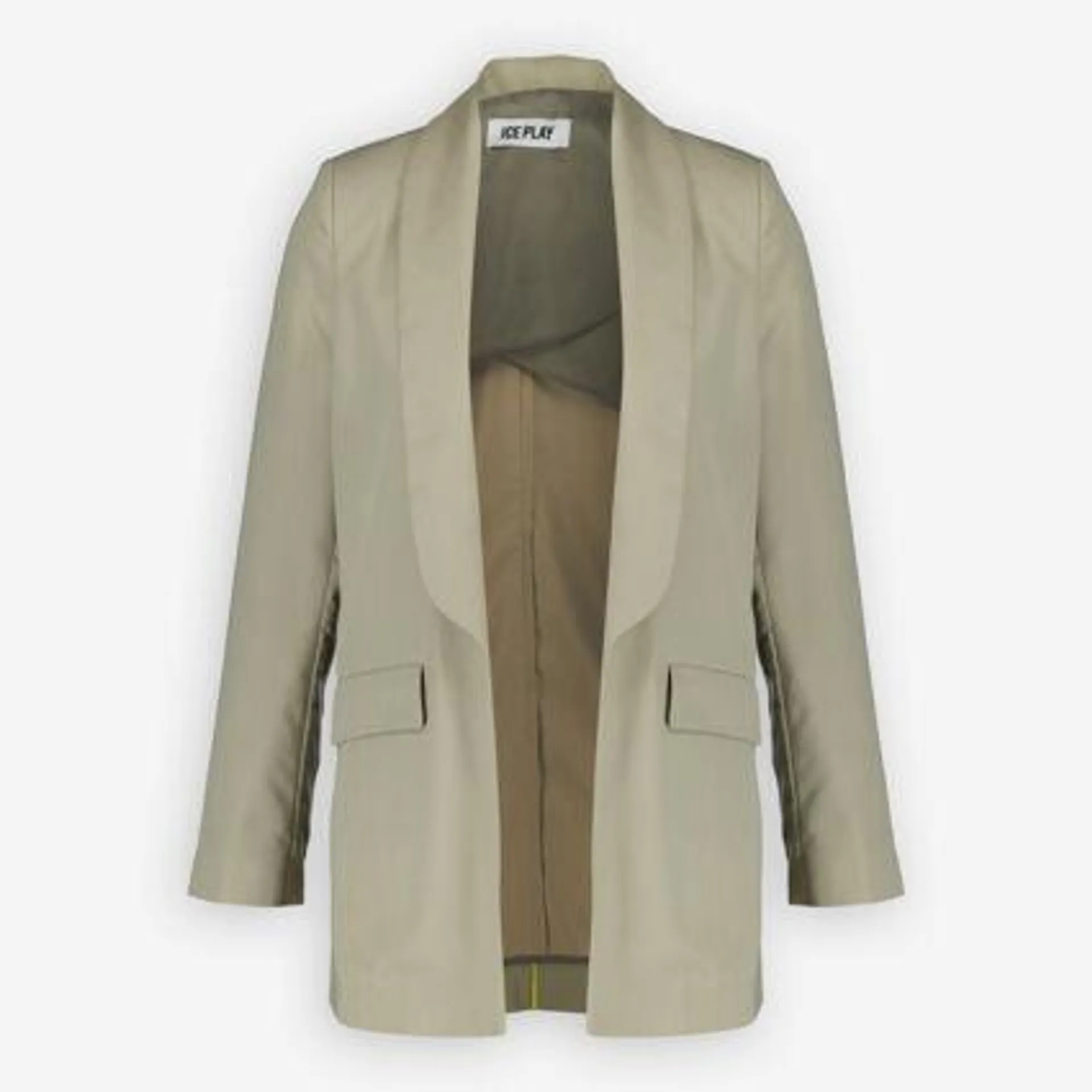 Beigefarbener Blazer mit gelben Streifen