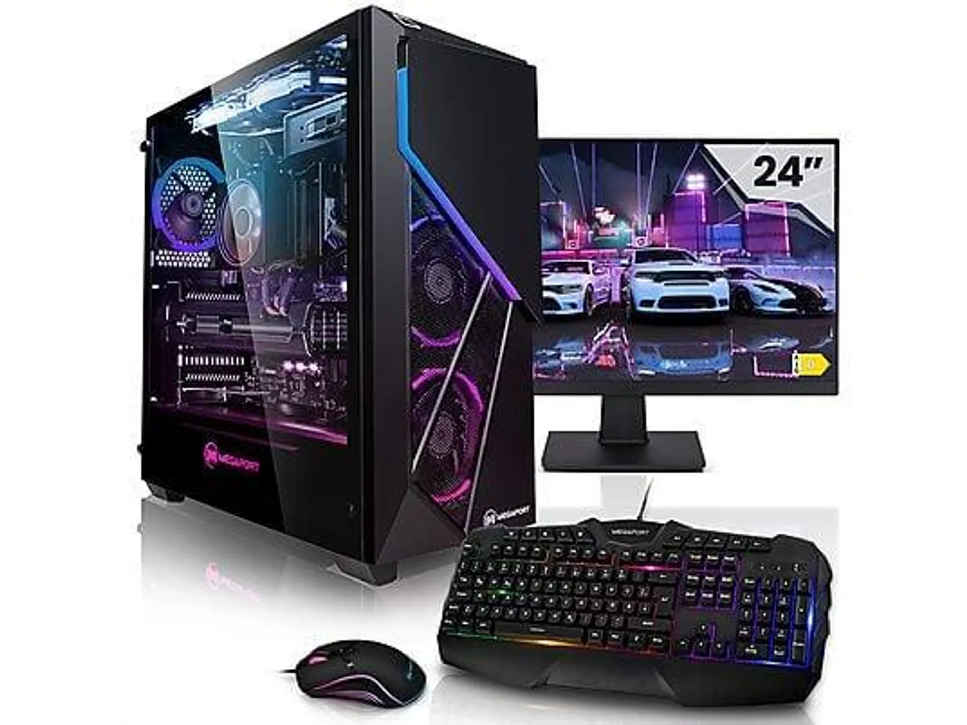 MEGAPORT Gaming Komplett Set PC Striker AMD Ryzen 7 5700X, Gaming PC Ryzen™ 7 5700X Prozessor, 32 GB RAM, 1000 GB SSD, NVIDIA GeForce RTX™ 3060, Windows 11 Home (64 Bit)