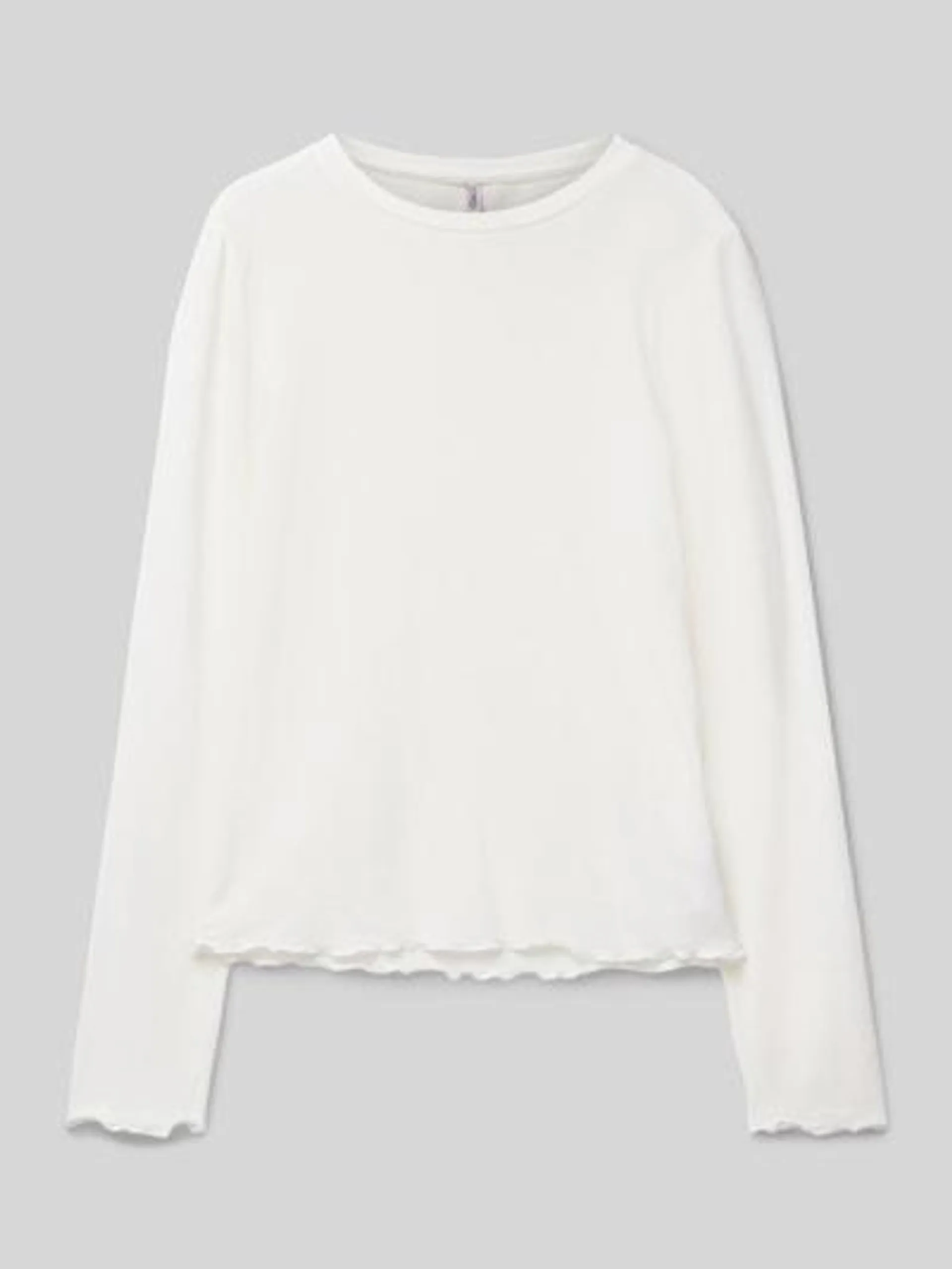 Regular Fit Langarmshirt mit Frill-Abschlüssen Modell 'AMOUR' in offwhite