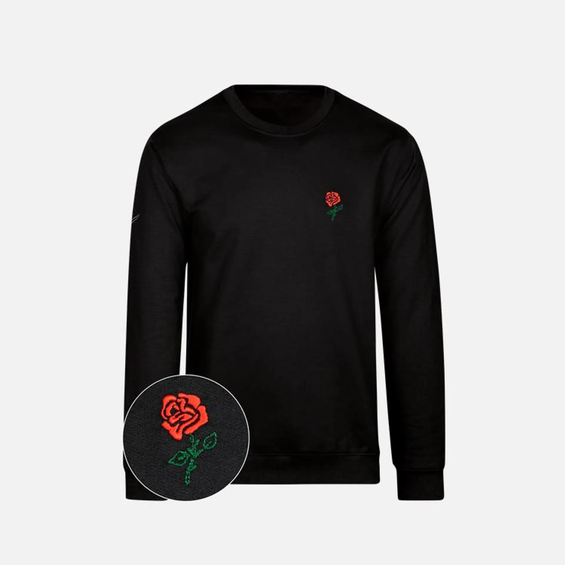 Sweatshirt mit Stickmotiv Rose Schwarz