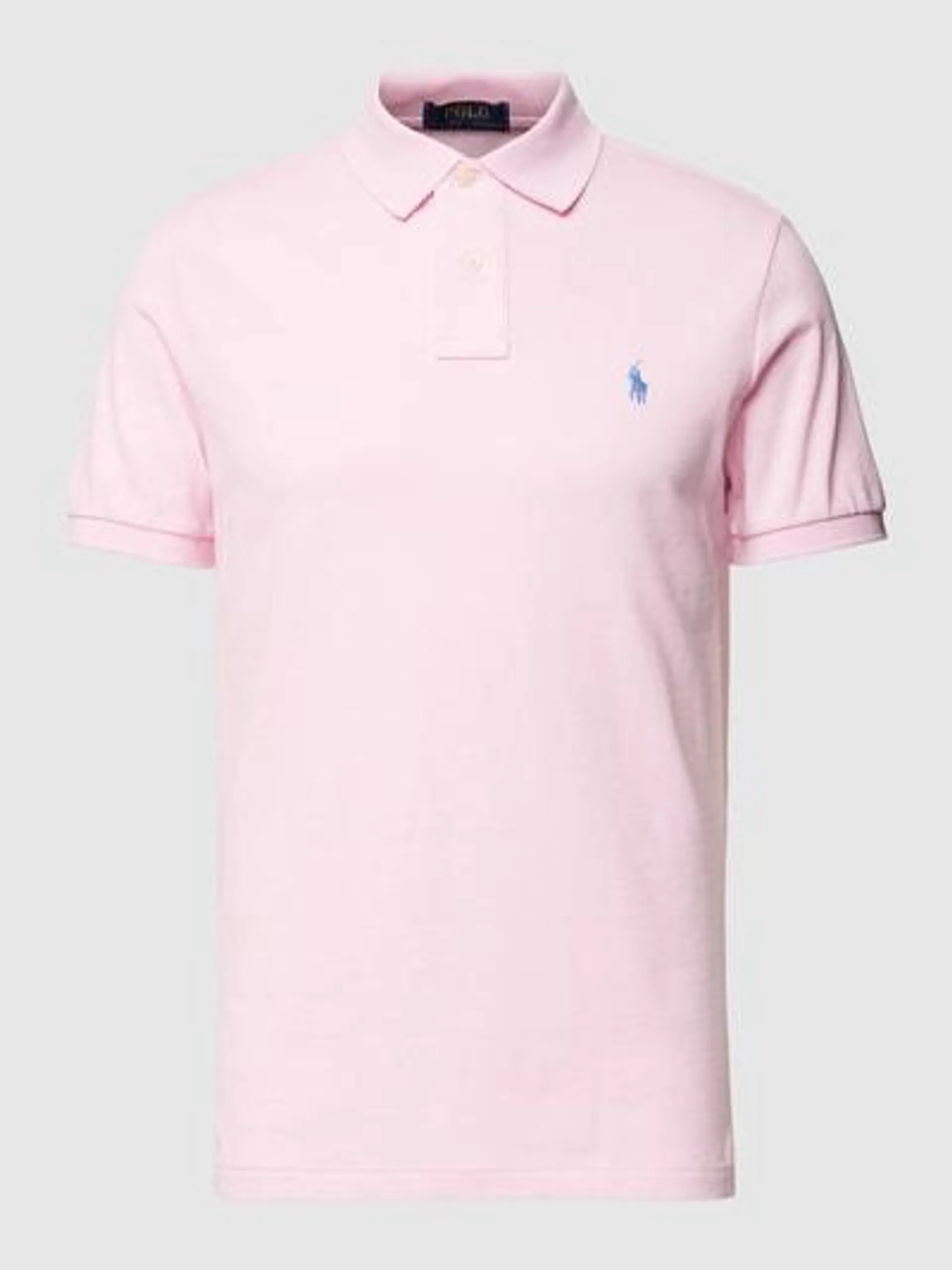 Poloshirt mit Label-Stitching und Regular Fit in rosa