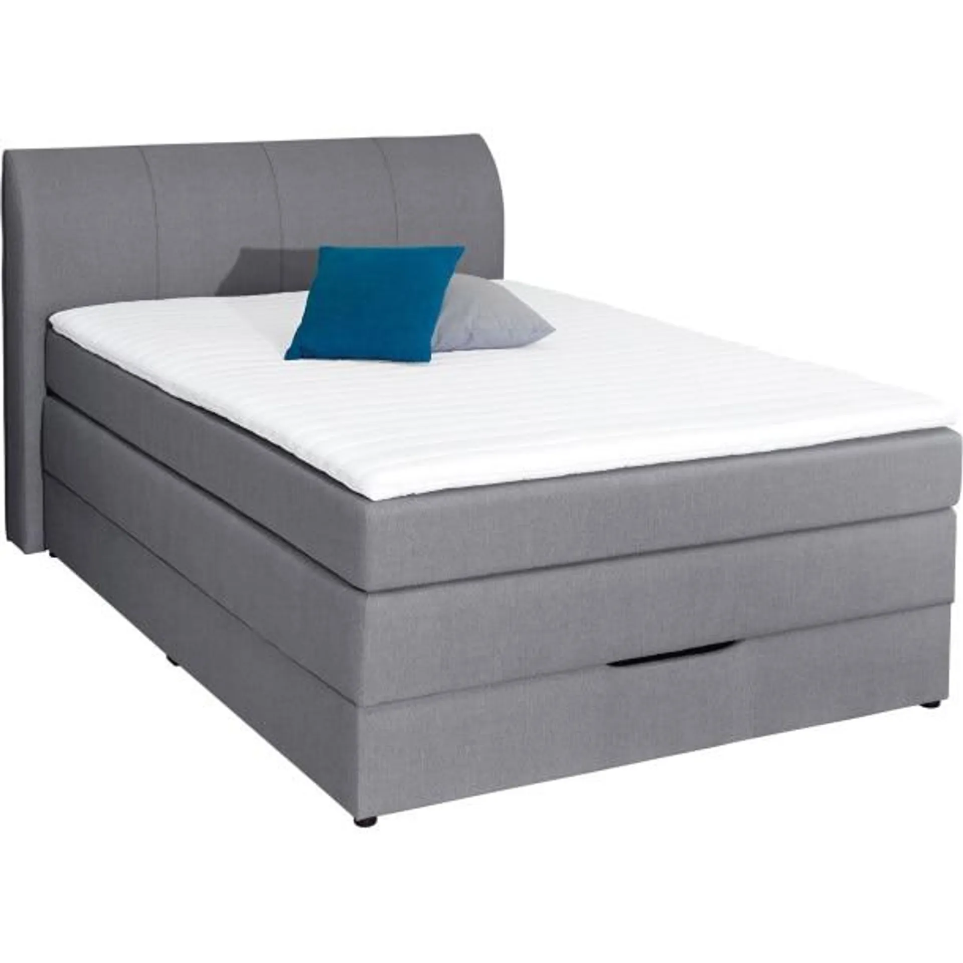 Boxspringbett Chicago Stoffbezug Silber ca. 140 x 200 cm H2