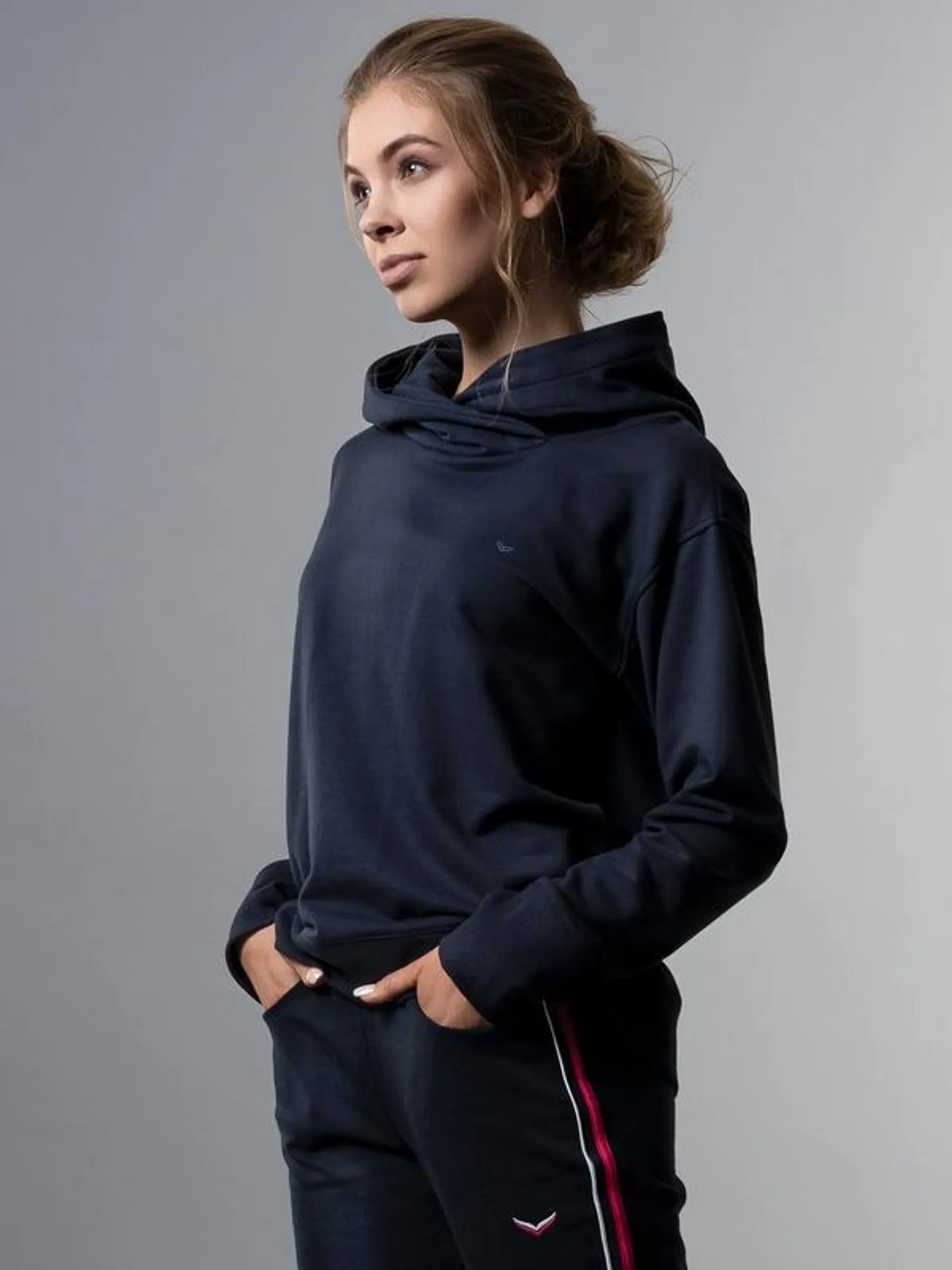 Hoodie in leichter Sweat-Qualität Navy