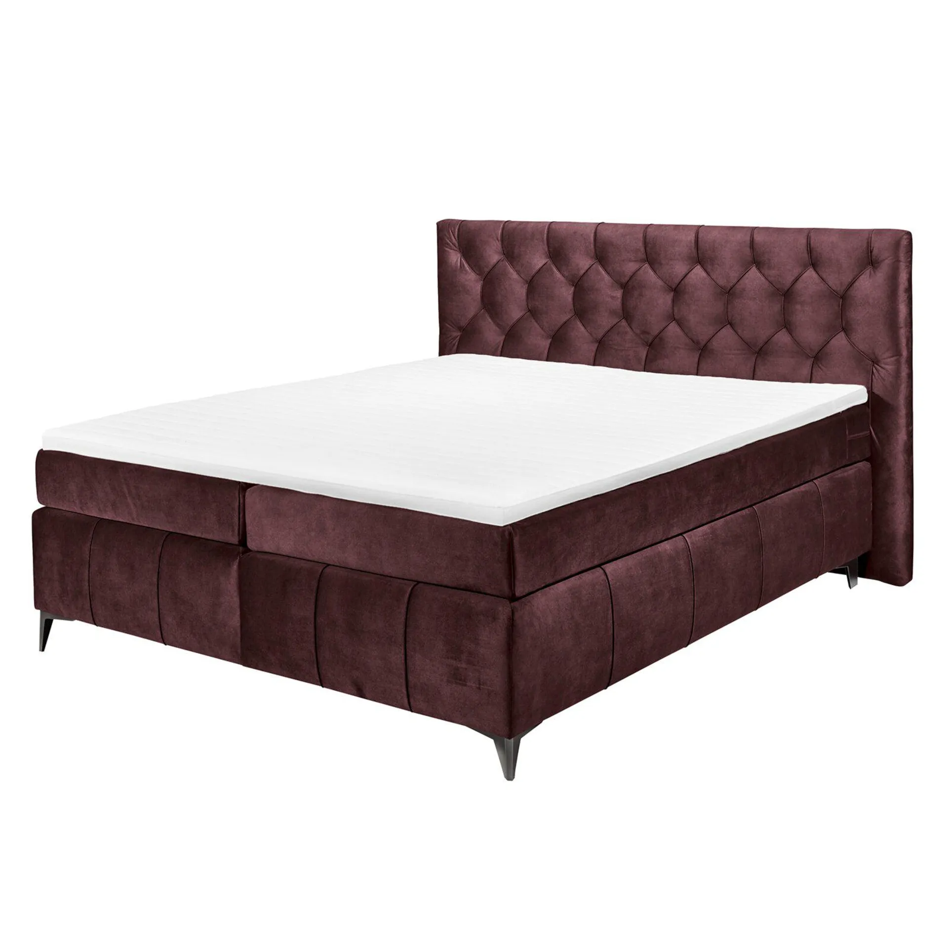 Boxspringbett - aubergine - Tonnentaschenfederkern - H2 - 180x200 cm