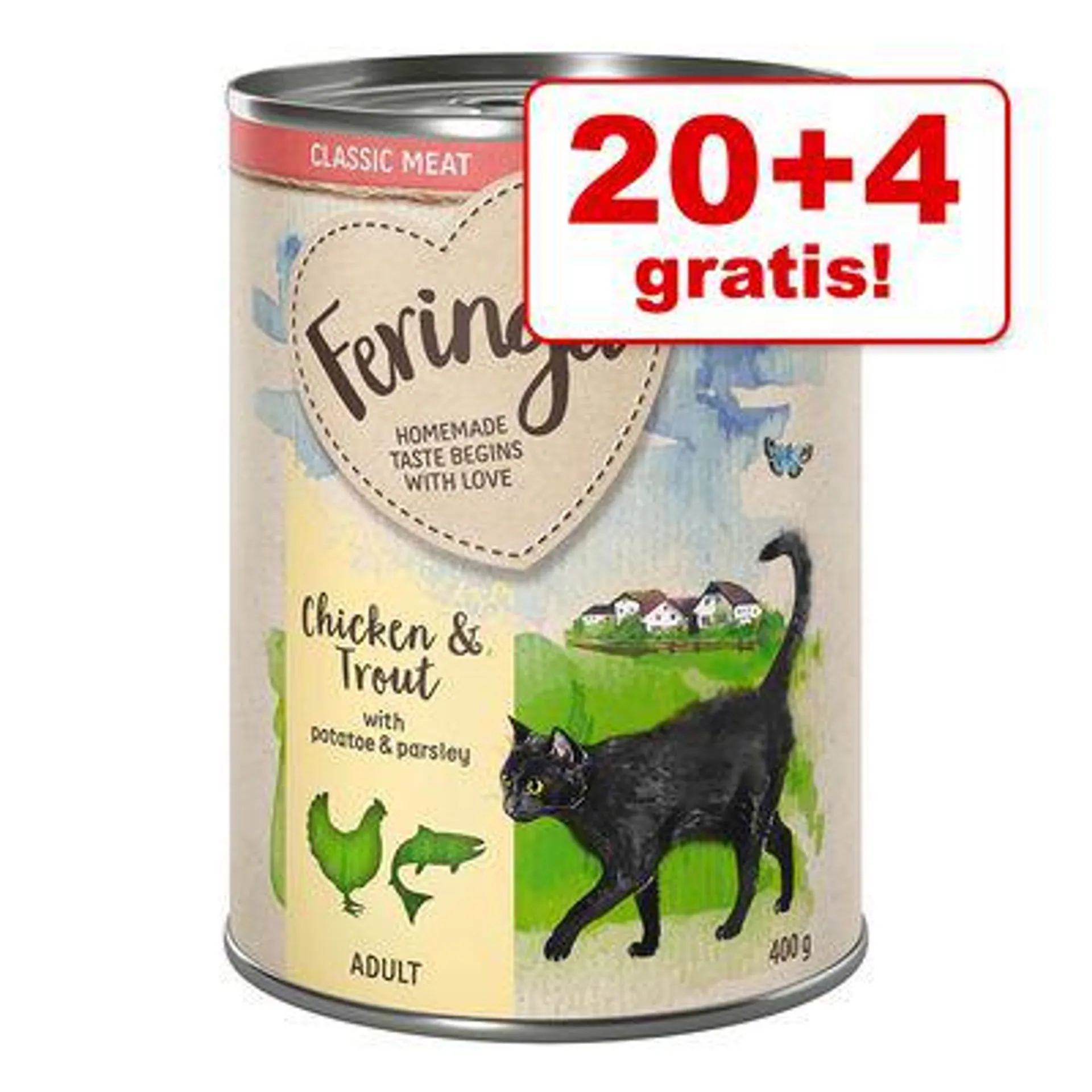 20 + 4 gratis! 24 x 400 g Feringa Classic Meat Menü