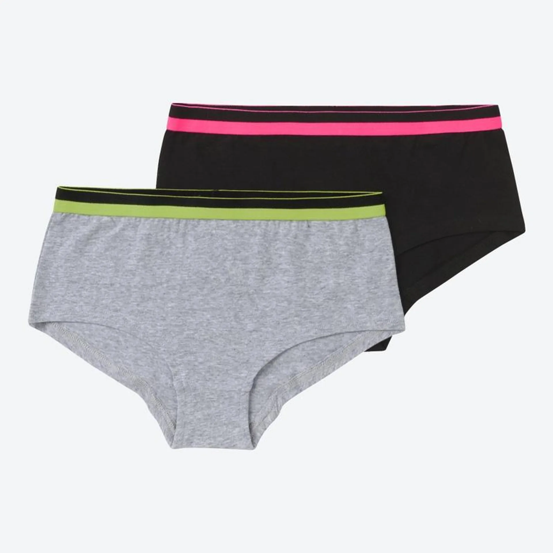 Teener-Mädchen-Panty mit Kontrastbund, 2er-Pack