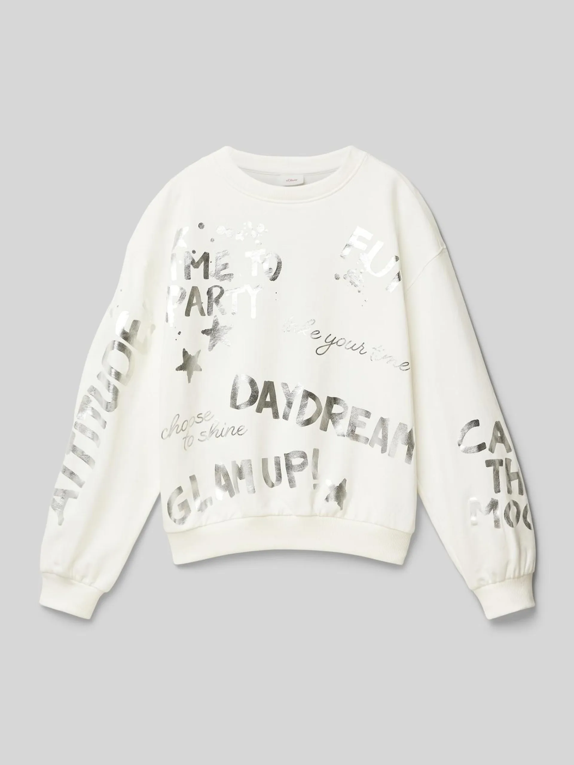 Regular Fit Sweatshirt mit Baumwolle und Effektprint in weiss