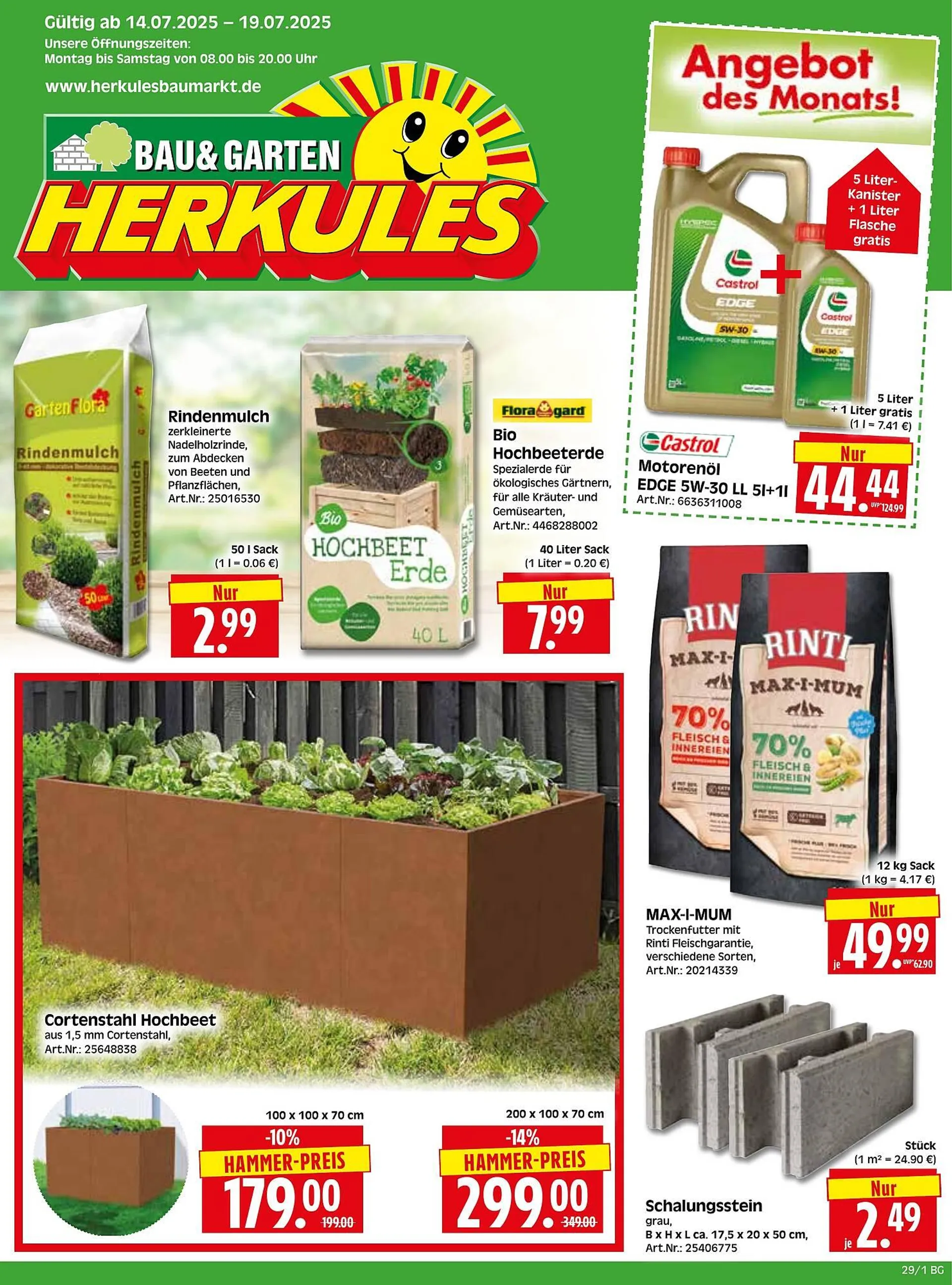 Herkules Baumarkt Prospekt von 14. Juli bis 19. Juli 2025 - Prospekt seite 1