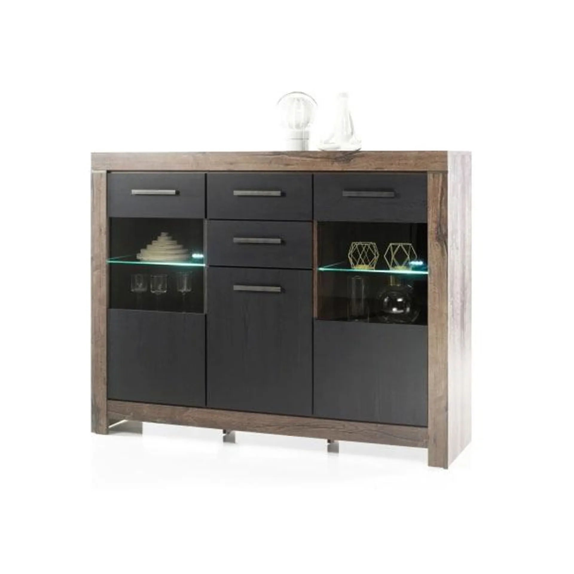 Highboard Berlin Eiche Canyon/Schwarz ca. 160 x 125 x 5 cm