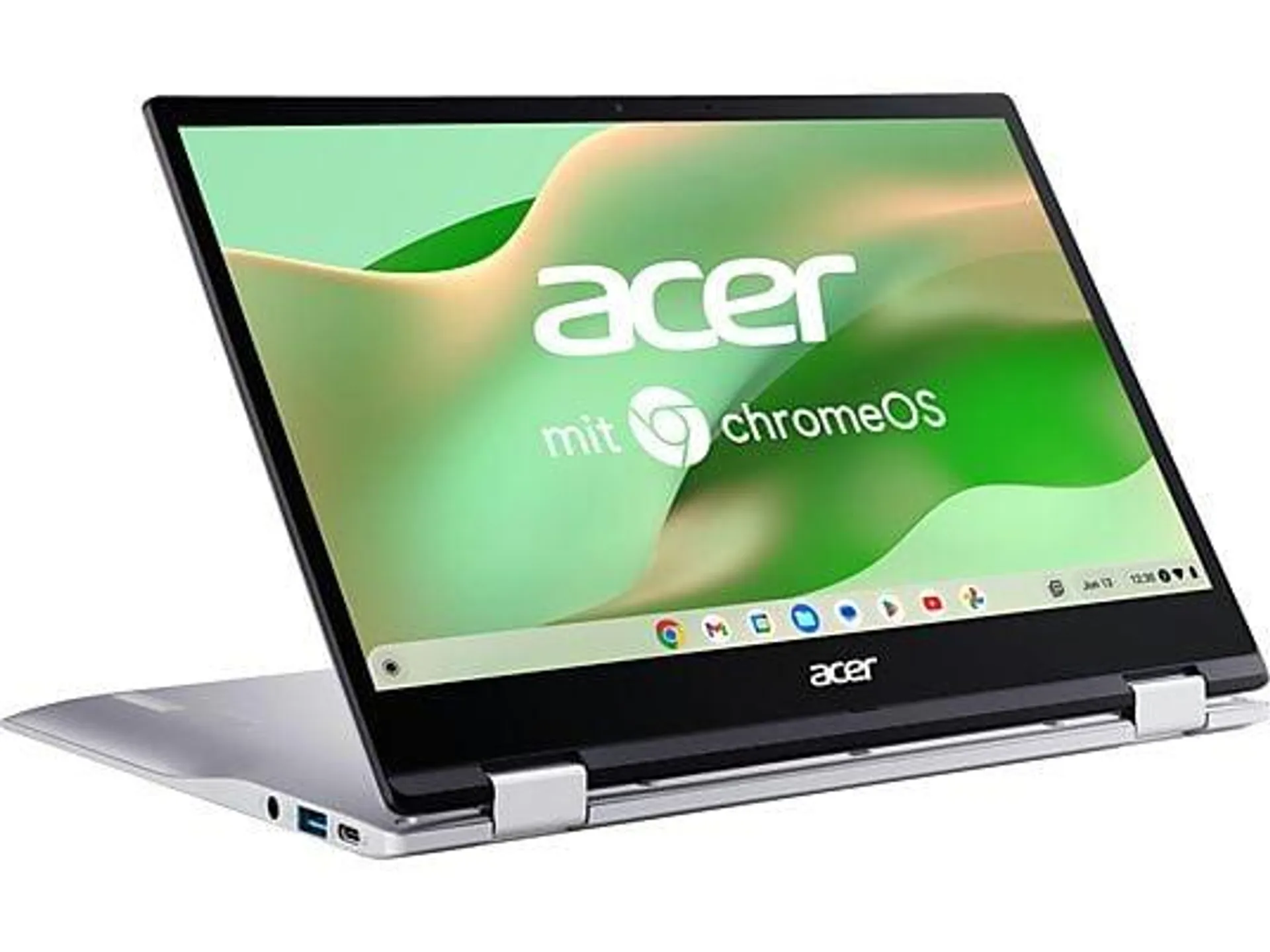 ACER CP513-1H-S3XM, Chromebook, mit 13,3 Zoll Display Touchscreen, Qualcomm Snapdragon 700 Series, 4 GB RAM, 64 GB eMMC Keine Grafikkarte, Pure Silver, Google Chrome OS