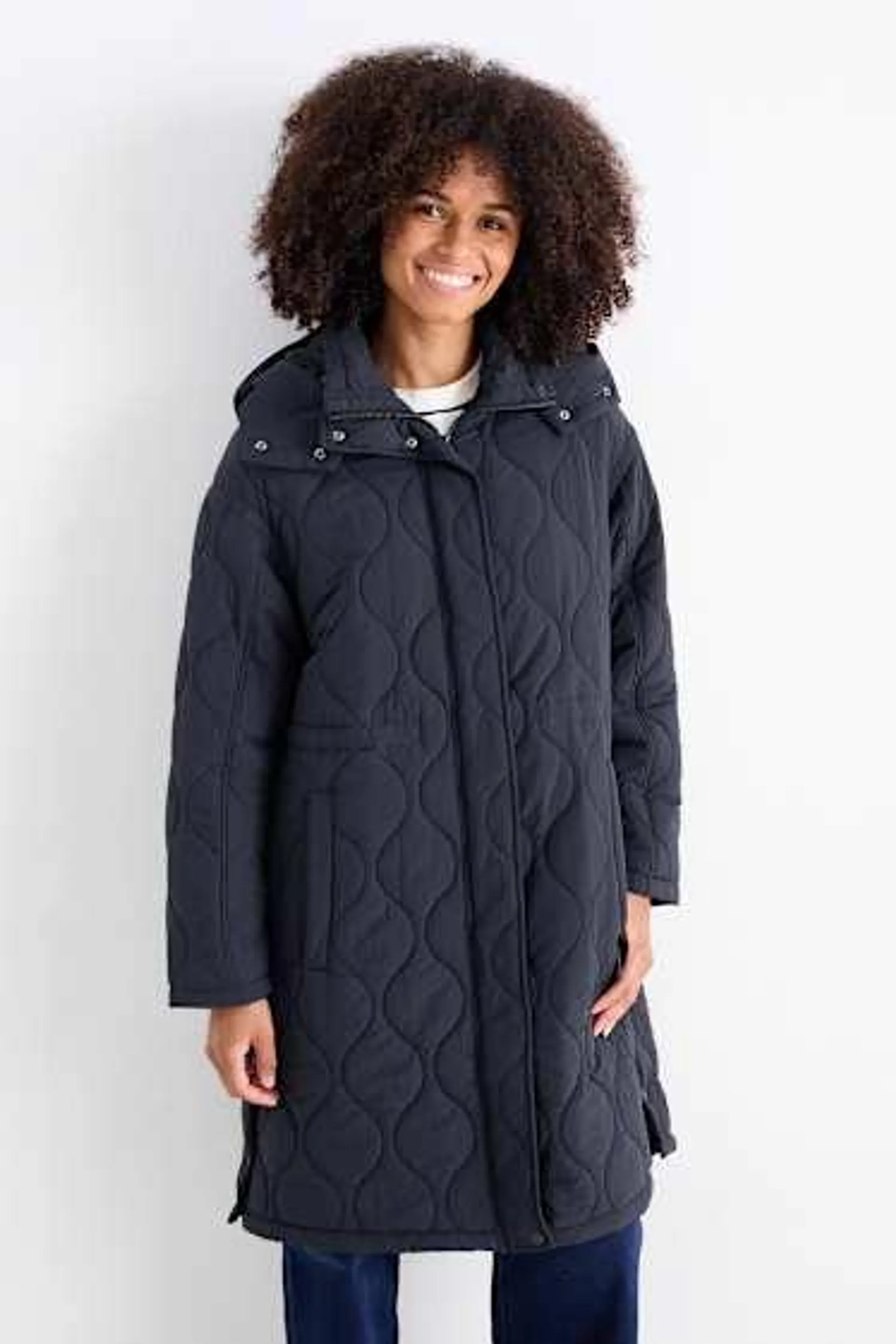 Quilted coat with hood