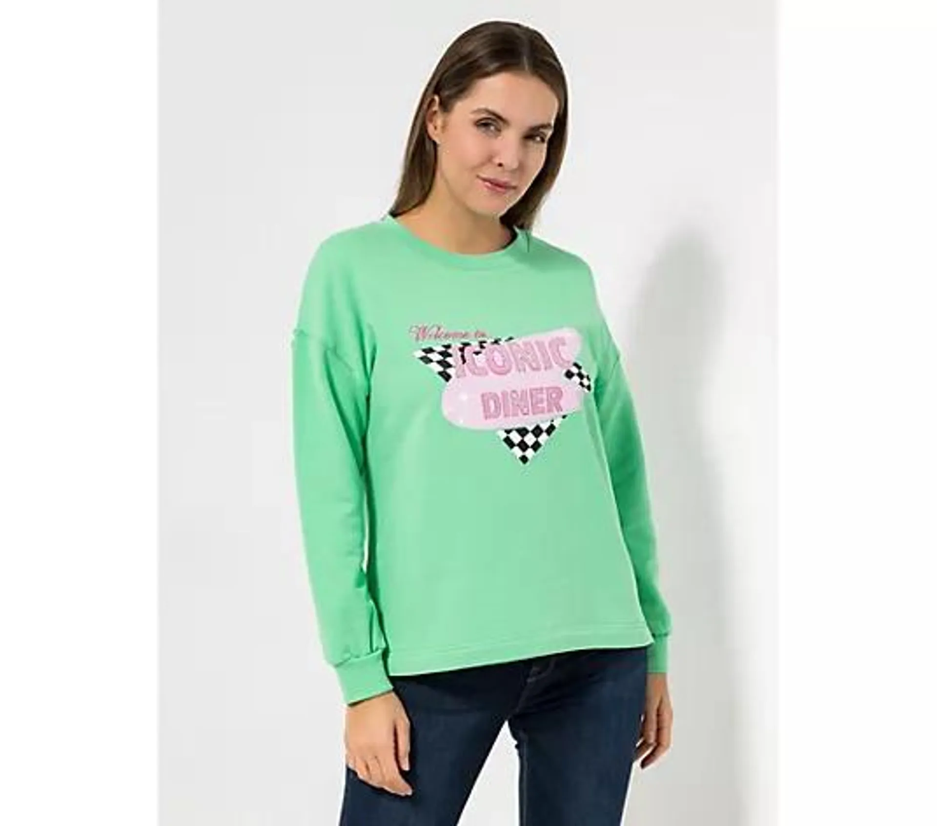 ICONIC by Marina Hoermanseder Sweatshirt, 1/1-Arm platzierter Druck leger weit