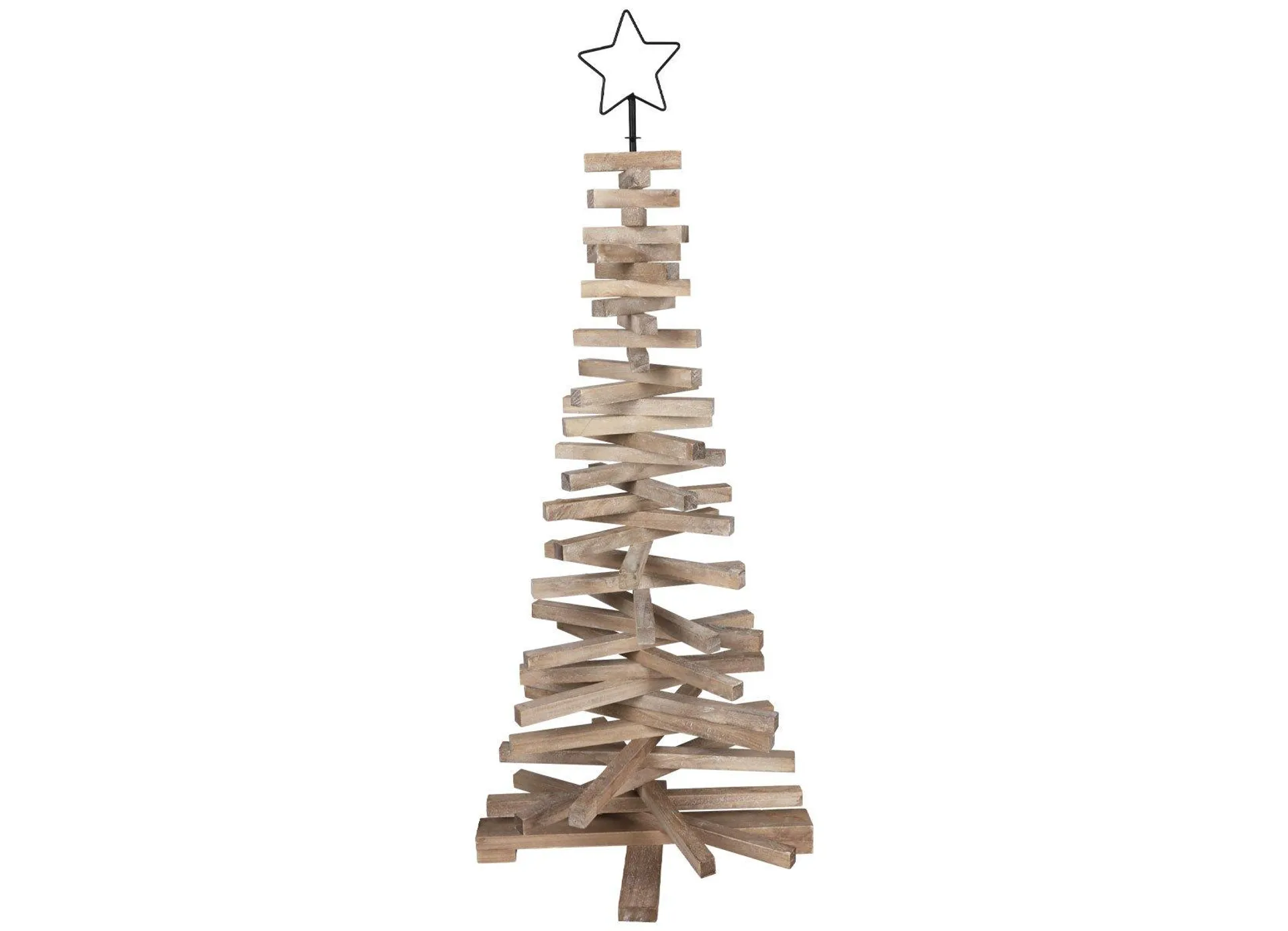 Tannenbaum aus Holzstreben mit Metallstern 114cm