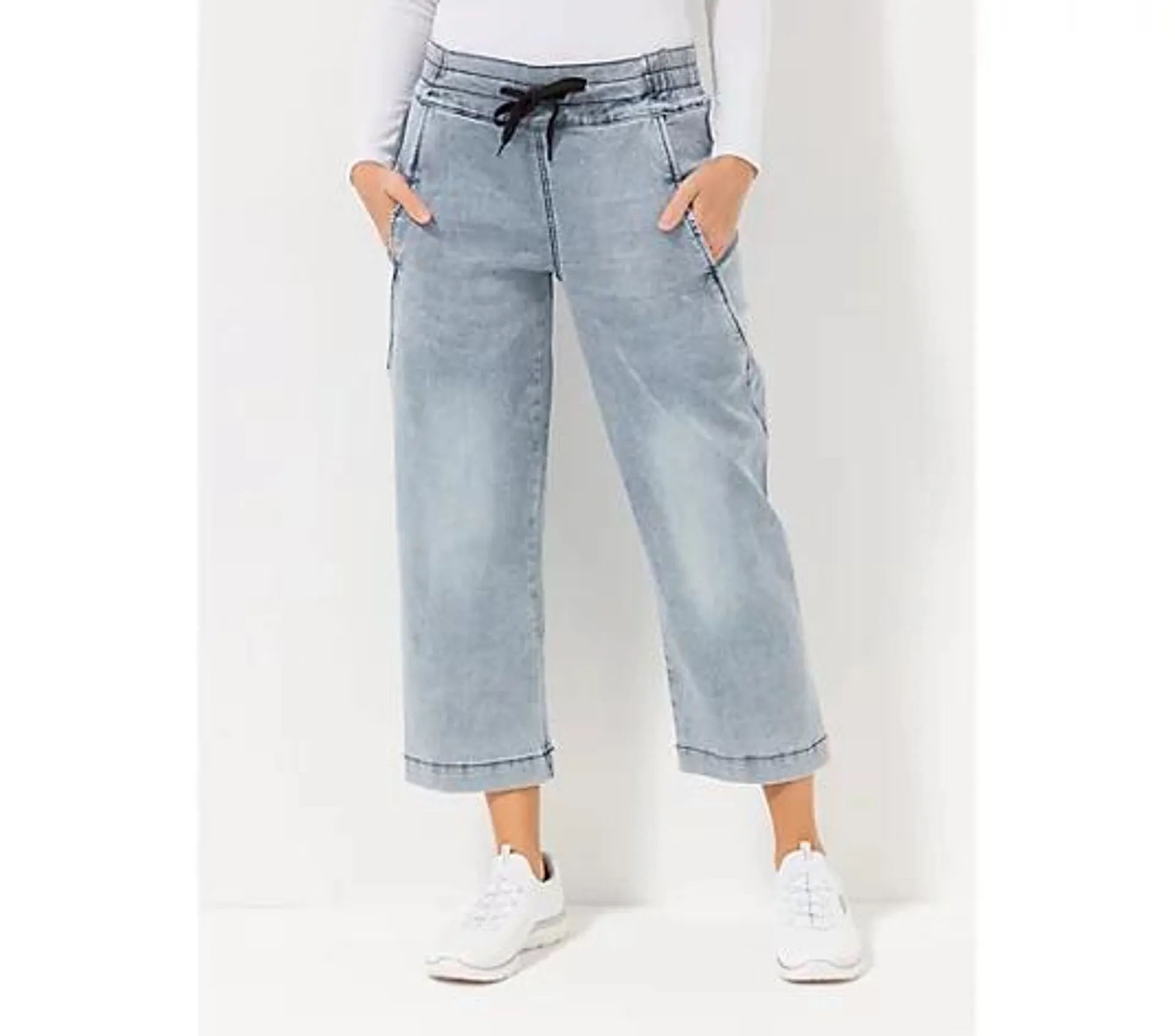 DENIM & CO. Jeans, 7/8-Länge Rundumdehnbund Kordelband Eingrifftaschen