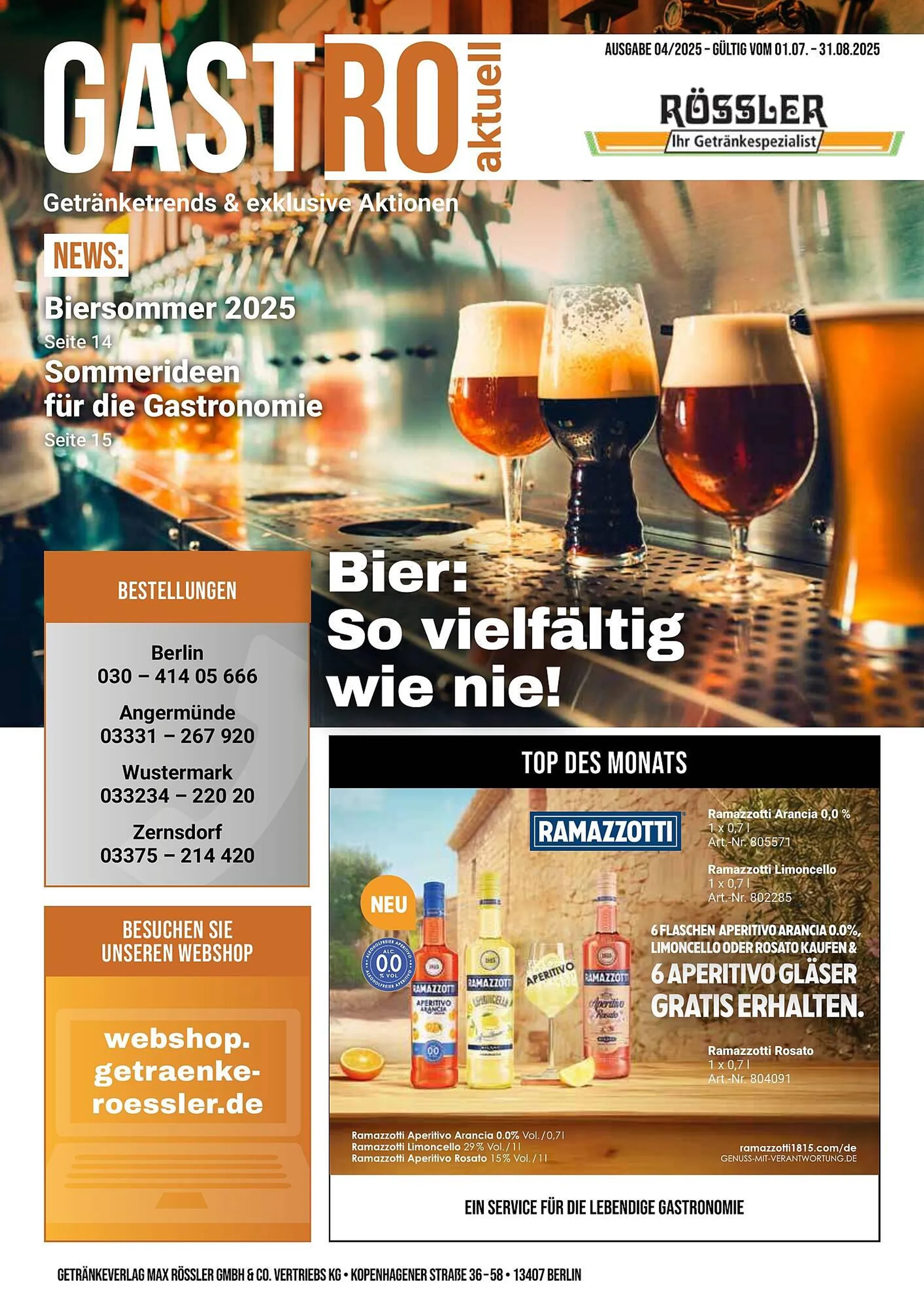 Getränke Rössler Prospekt von 7. August bis 31. August 2025 - Prospekt seite 1