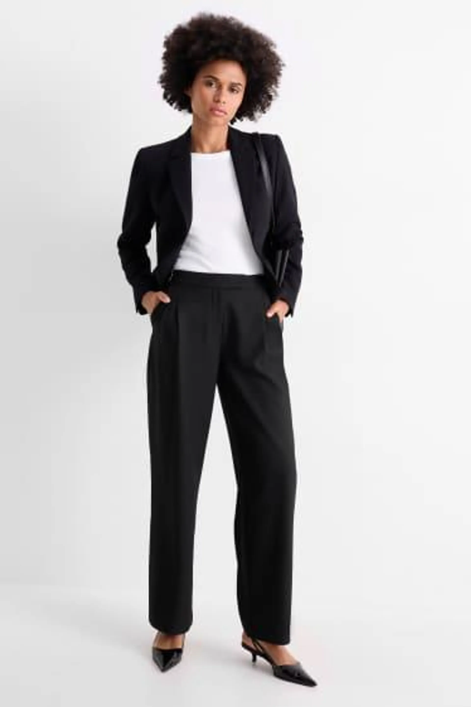 Cloth trousers - mid-rise waist - wide leg