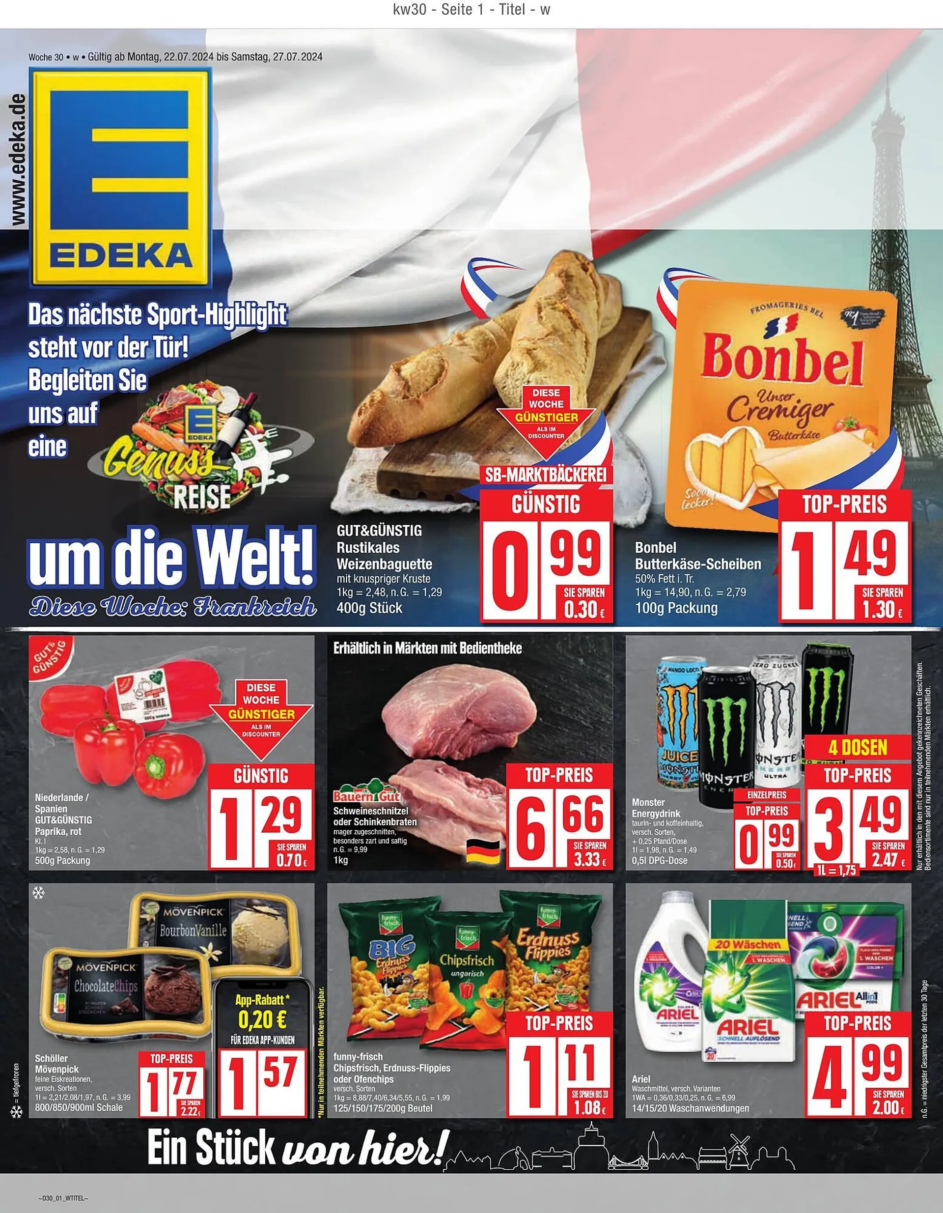 Edeka Prospekt von 22. Juli bis 27. Juli 2024 - Prospekt seite 1