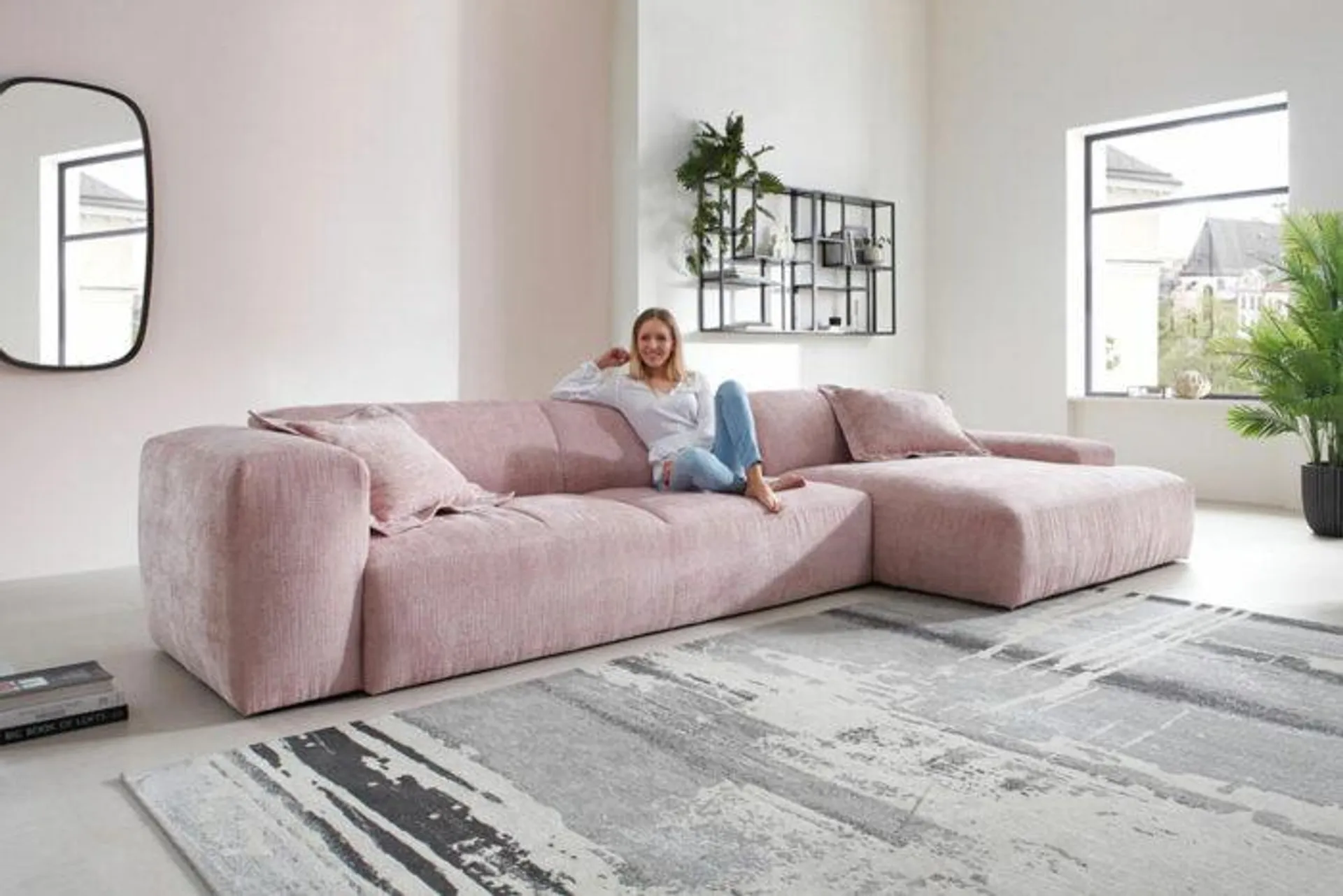 Ecksofa L-Form in Stoff