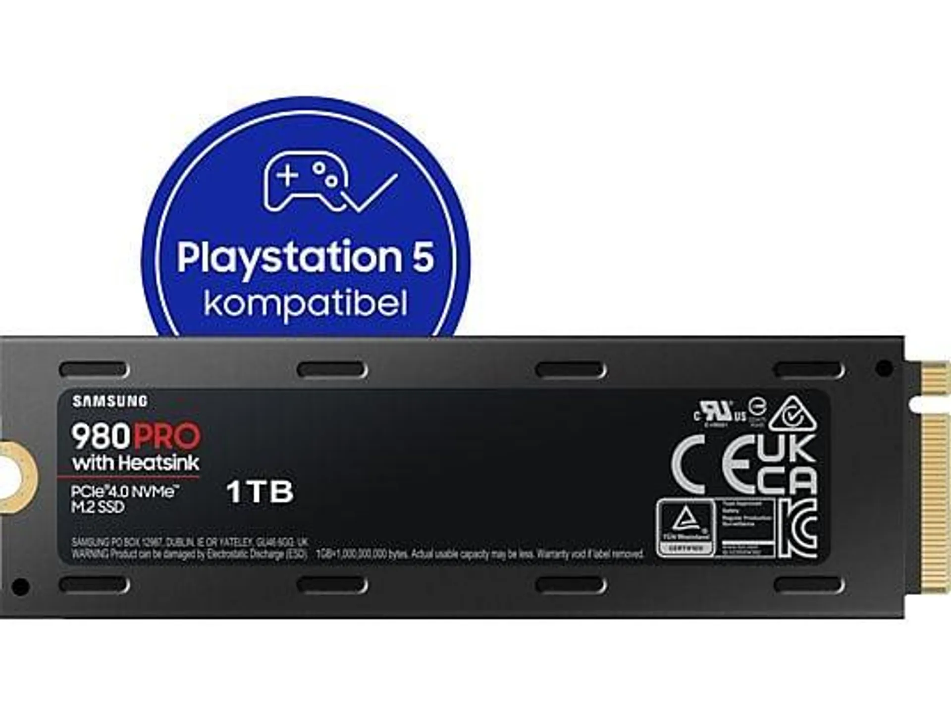 SAMSUNG NVMe PCIe 4.0 SSD 980 PRO Heatsink 1TB, Playstation 5 kompatibel, Gaming Festplatte, Schwarz